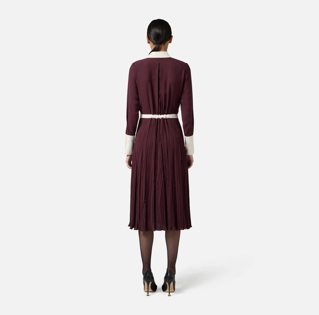Colour-blocking dress in viscose georgette fabric