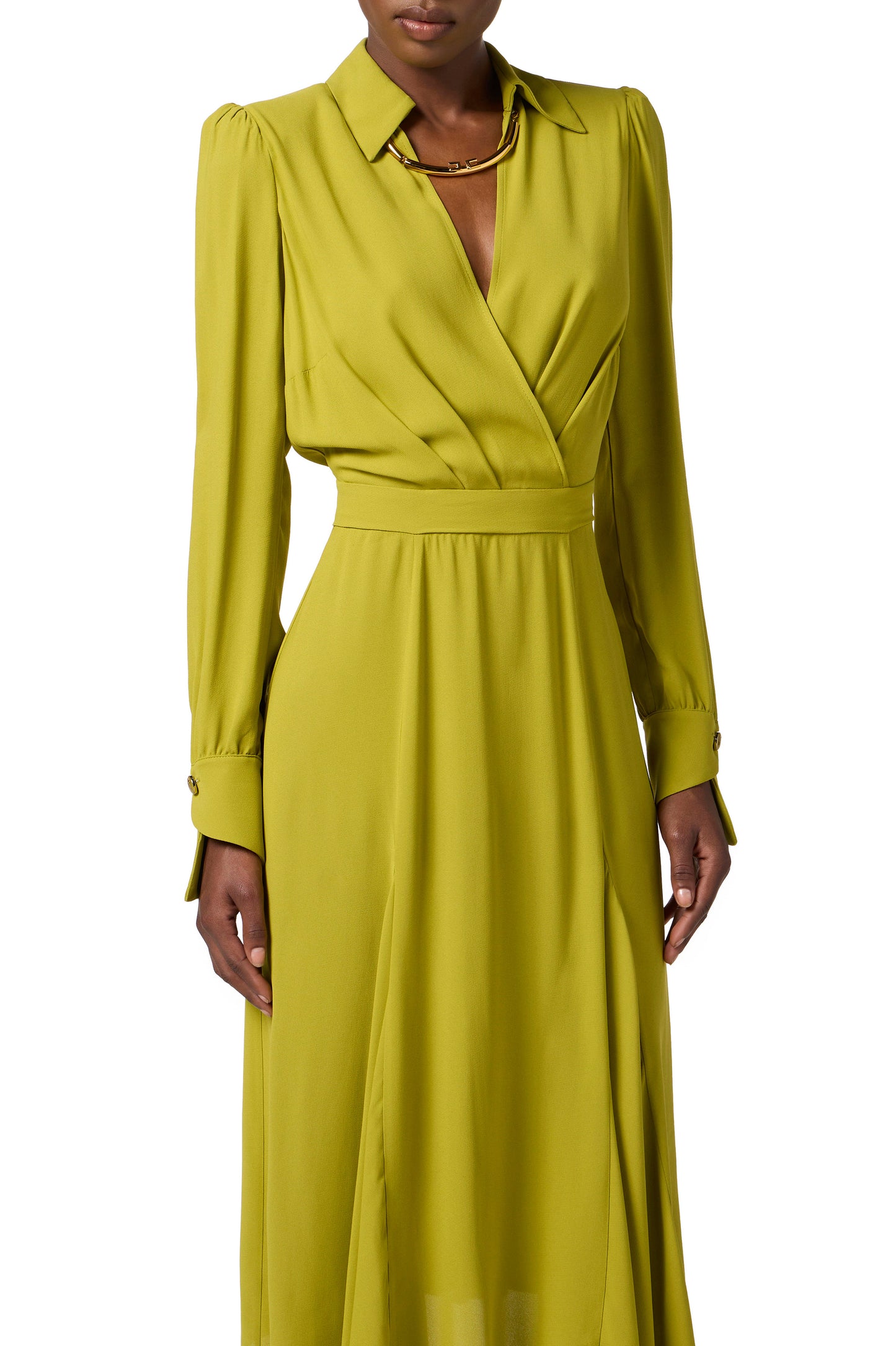 Dress in georgette fabric with tubular necklace