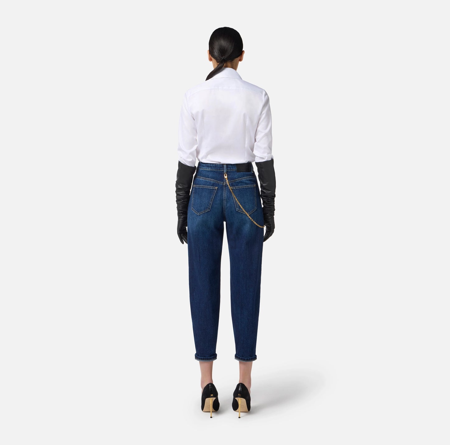 Jeans with jewel chain