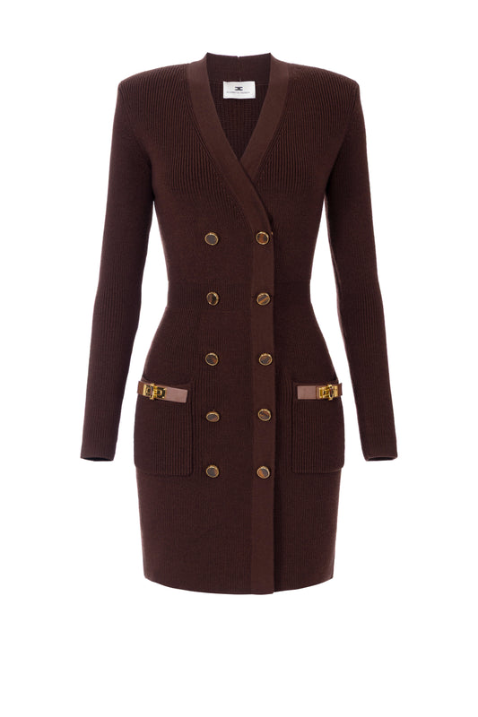 Mini dress in knit fabric with jewel decorations