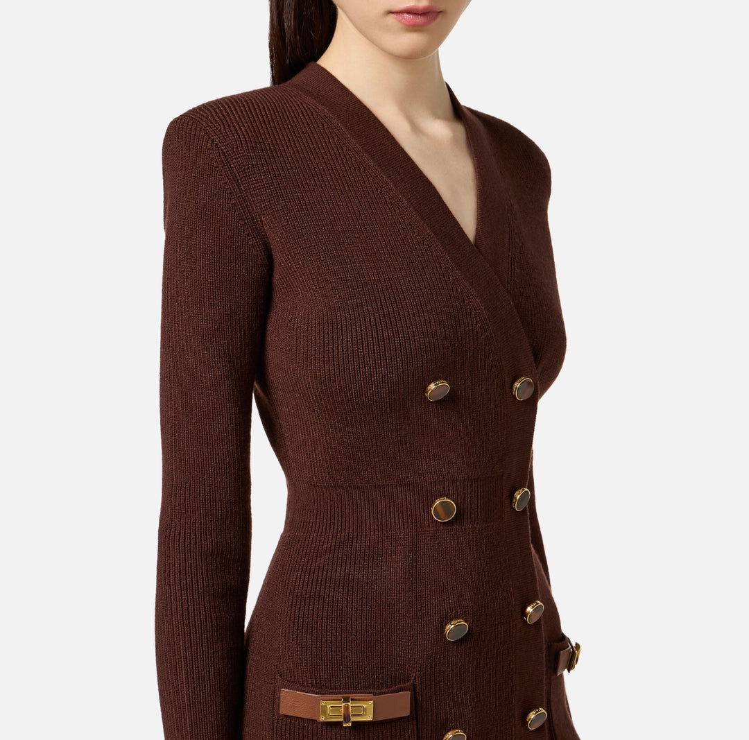 Mini dress in knit fabric with jewel decorations