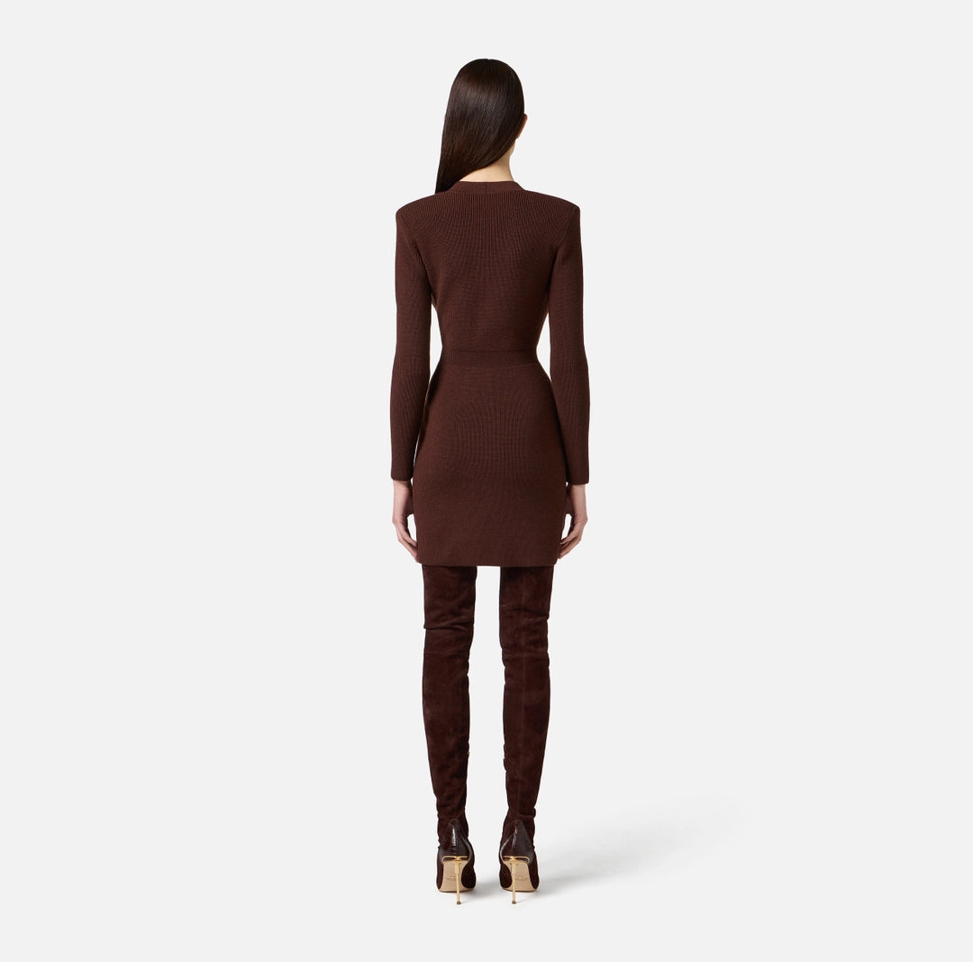 Mini dress in knit fabric with jewel decorations