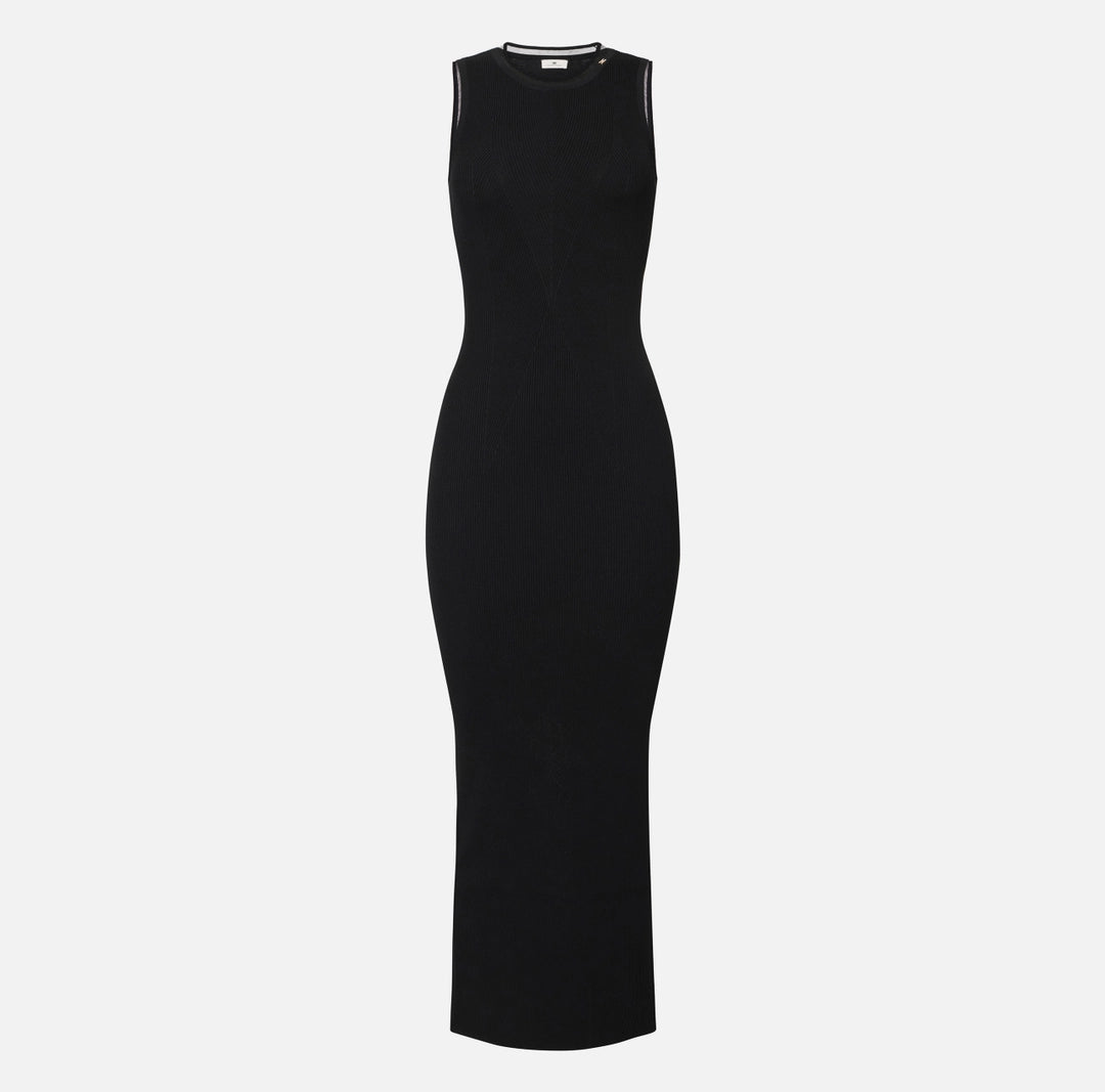 Dress in ribbed knit fabric with jewel logo