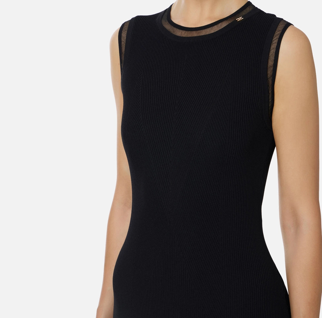Dress in ribbed knit fabric with jewel logo
