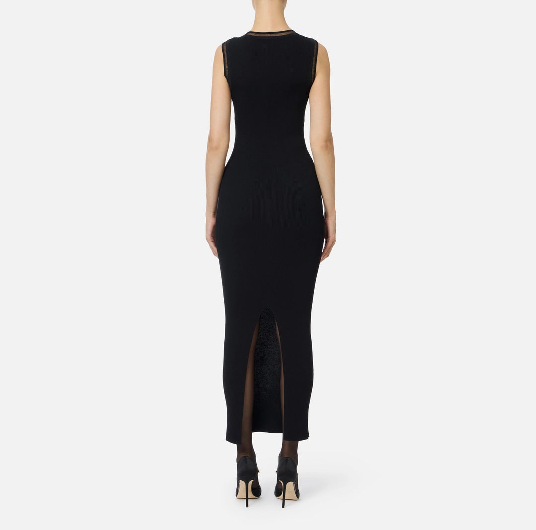 Dress in ribbed knit fabric with jewel logo