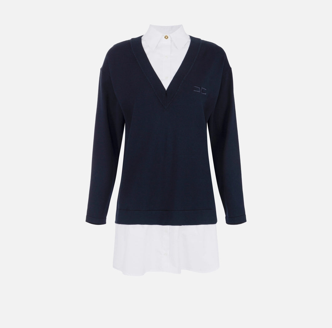 Viscose and cotton poplin knit dress