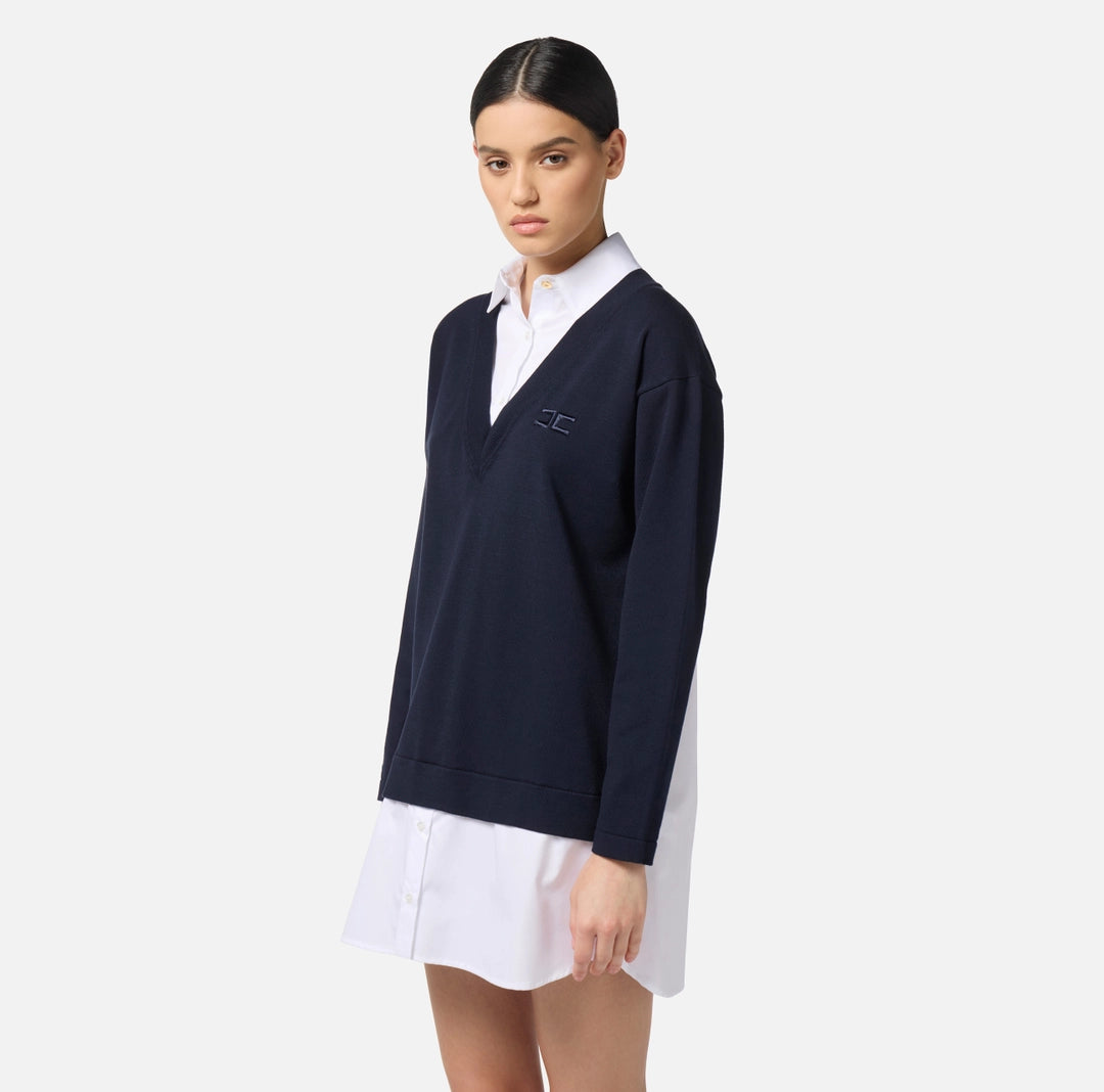 Viscose and cotton poplin knit dress