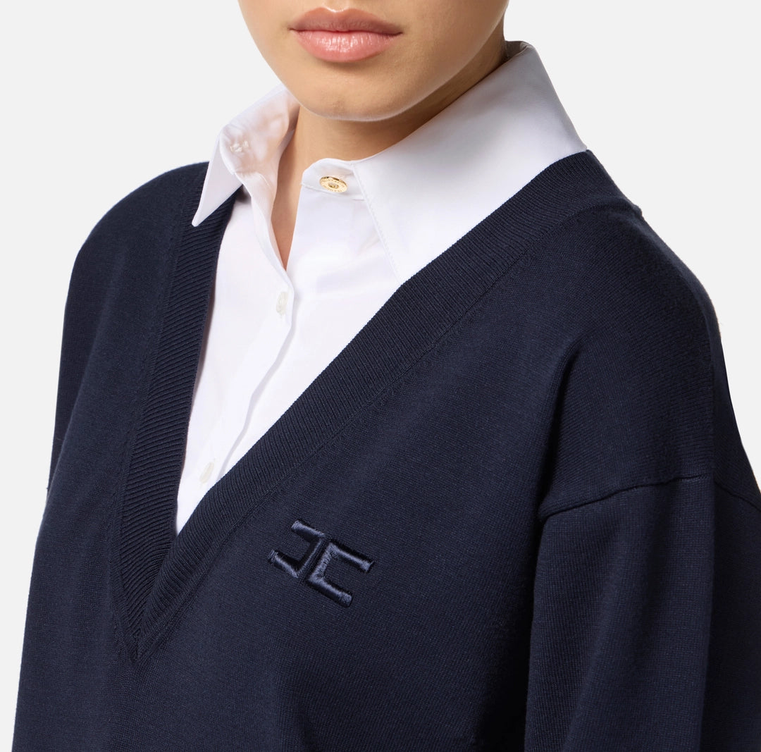 Viscose and cotton poplin knit dress