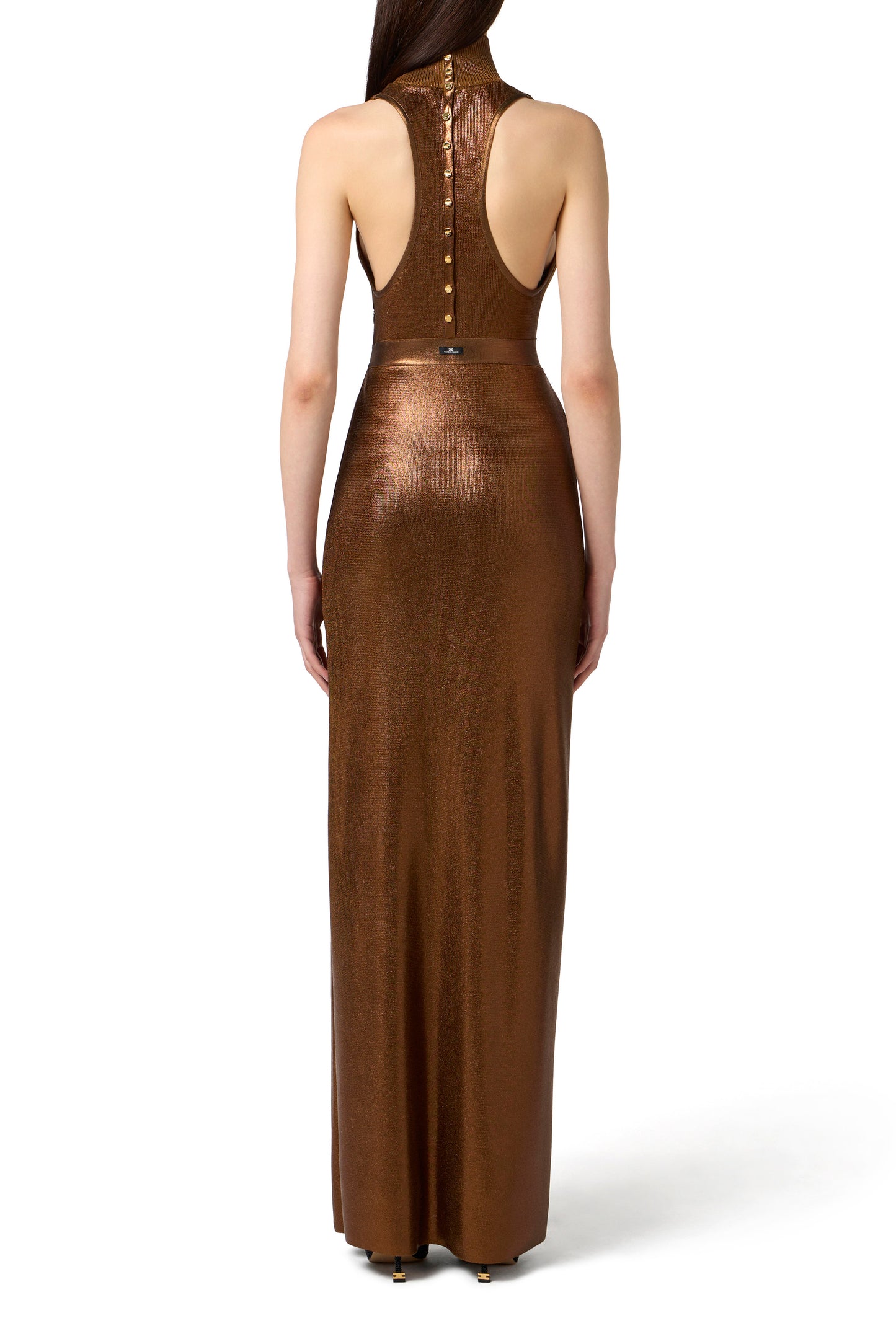 Red Carpet laminated knit dress