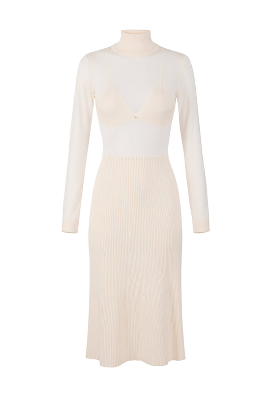 Wool blend turtleneck dress