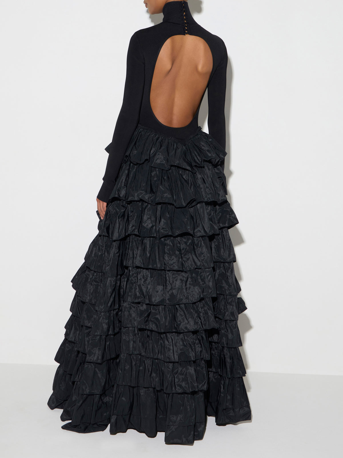 Red Carpet knit dress with flounces