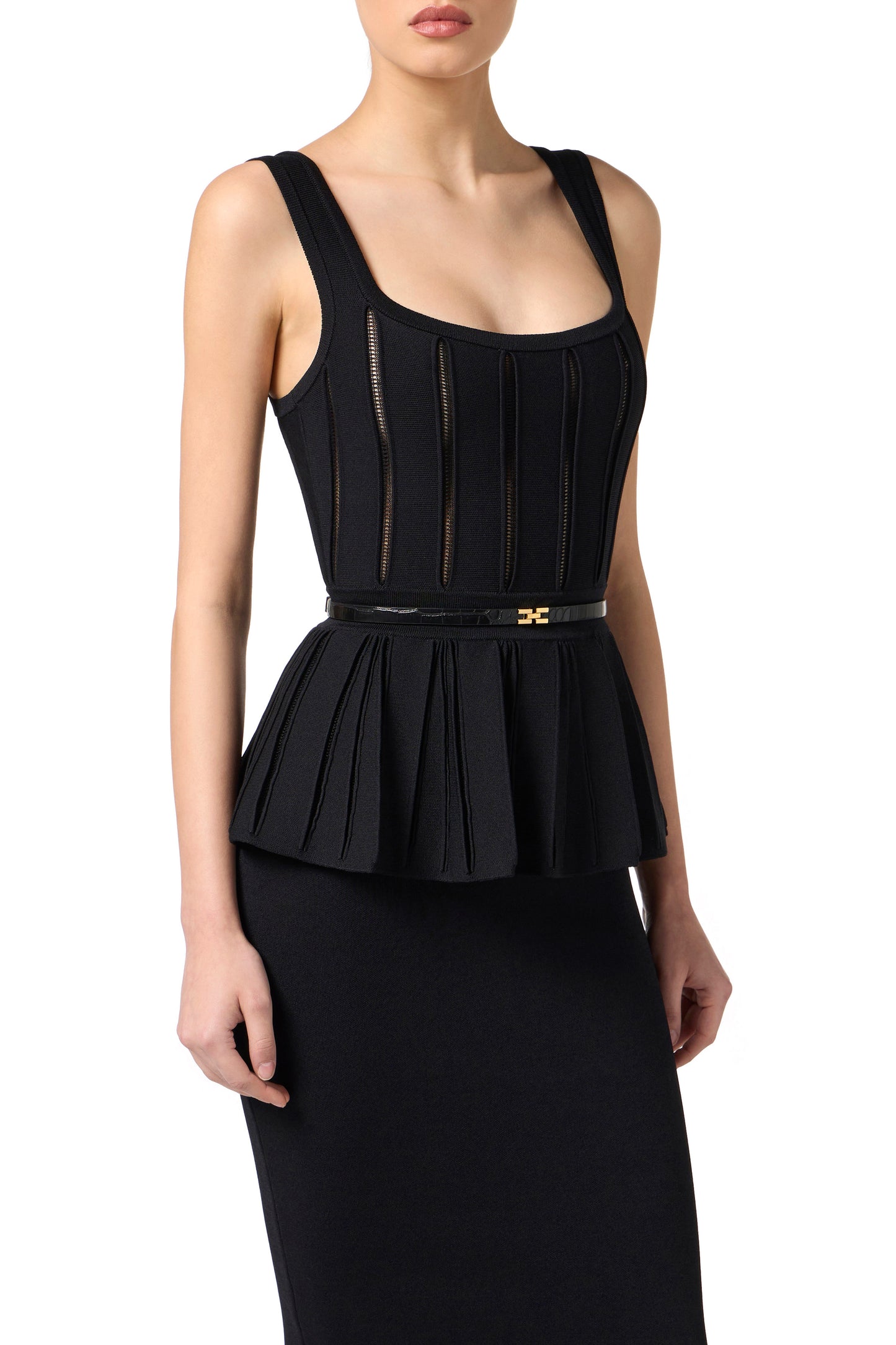 Red Carpet knit dress with peplum