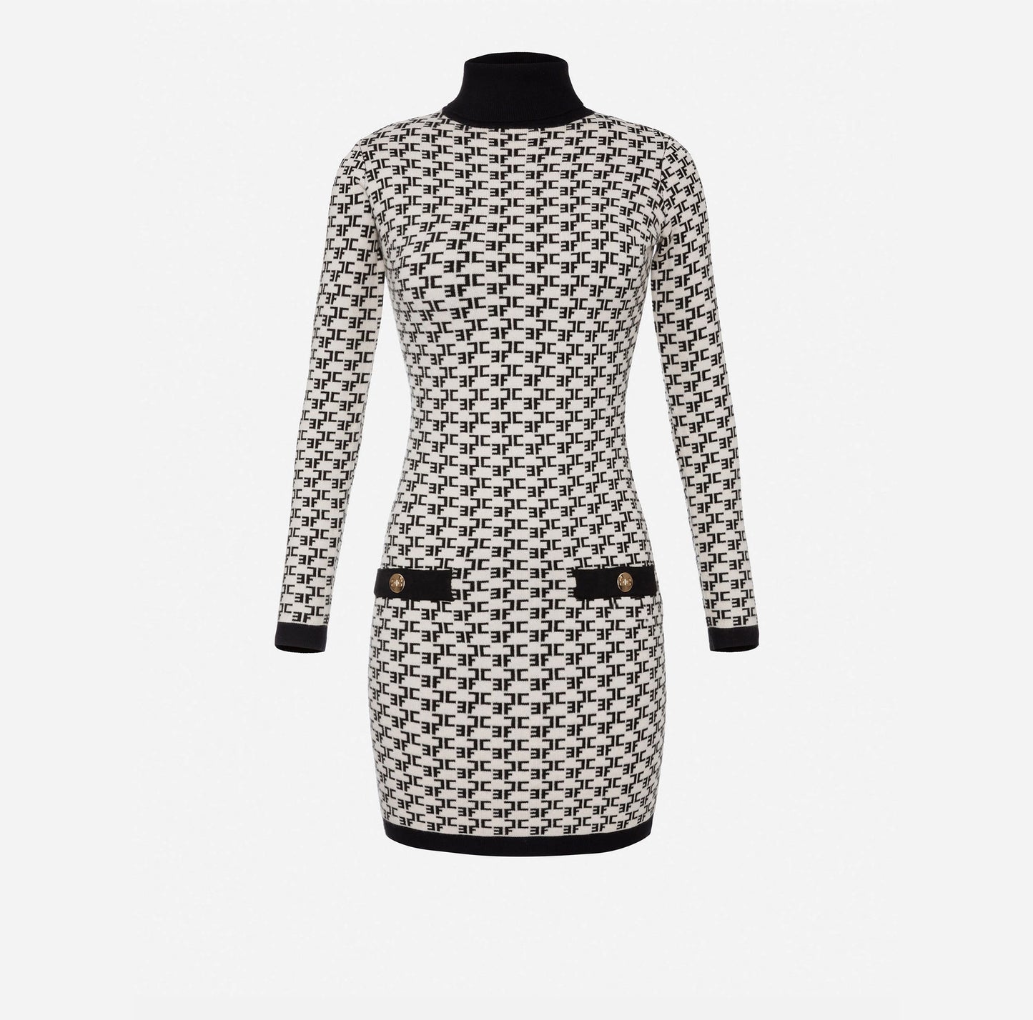 Monogram Lettering Turtleneck Dress