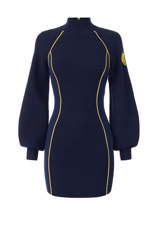 Viscose mini-dress with logo patch