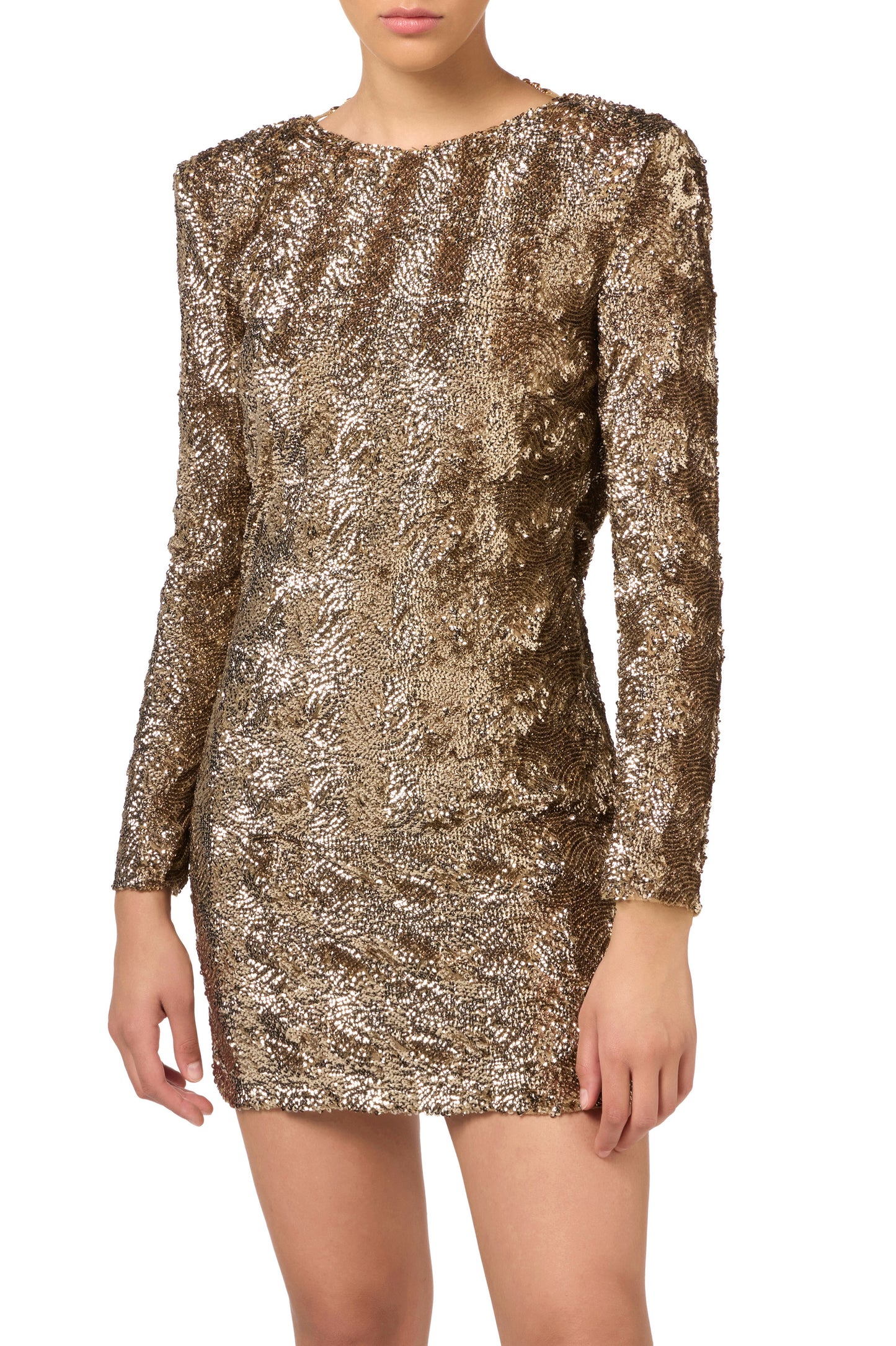 Sequin-embroidered tulle boxy mini-dress