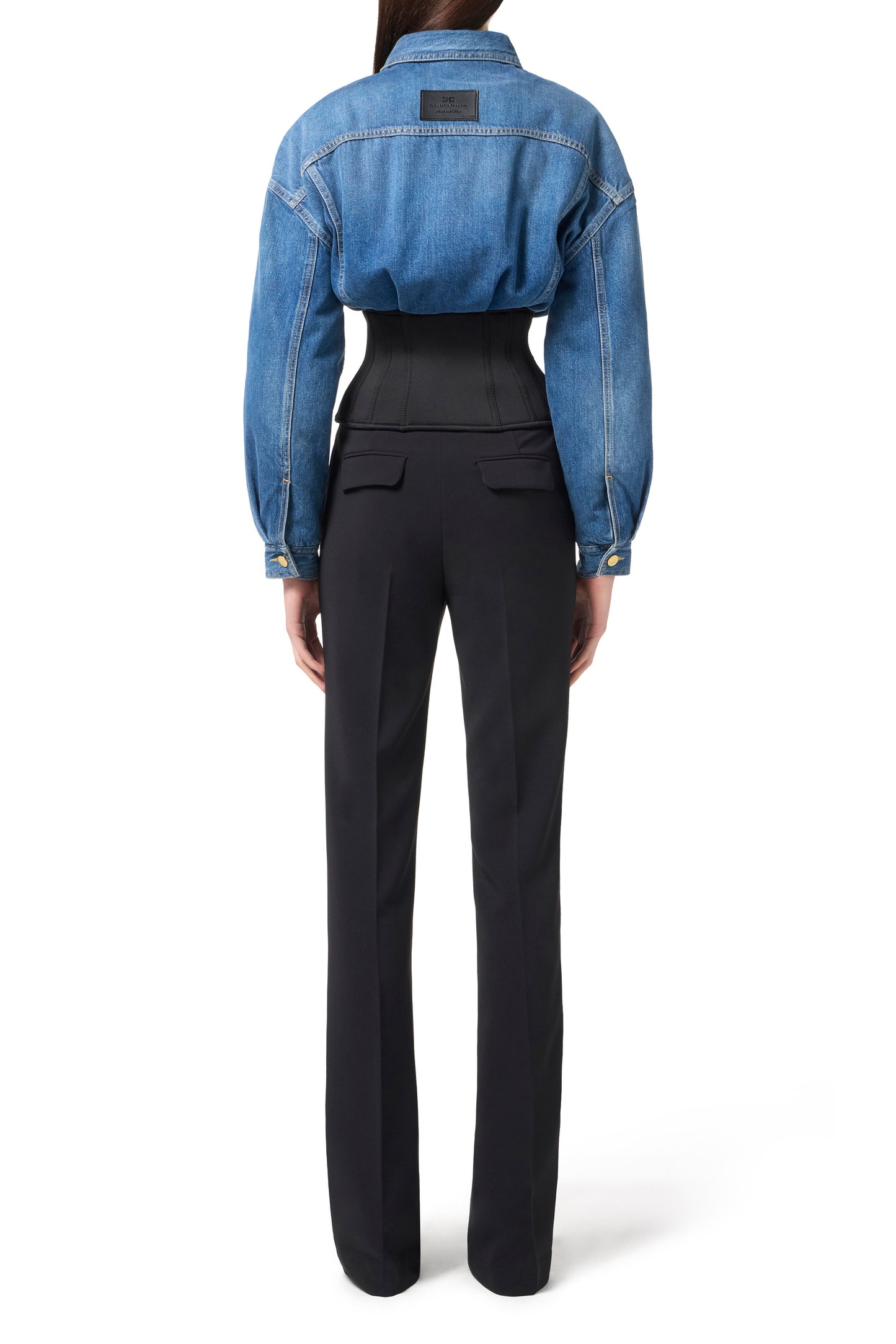 Denim and neoprene bomber jacket