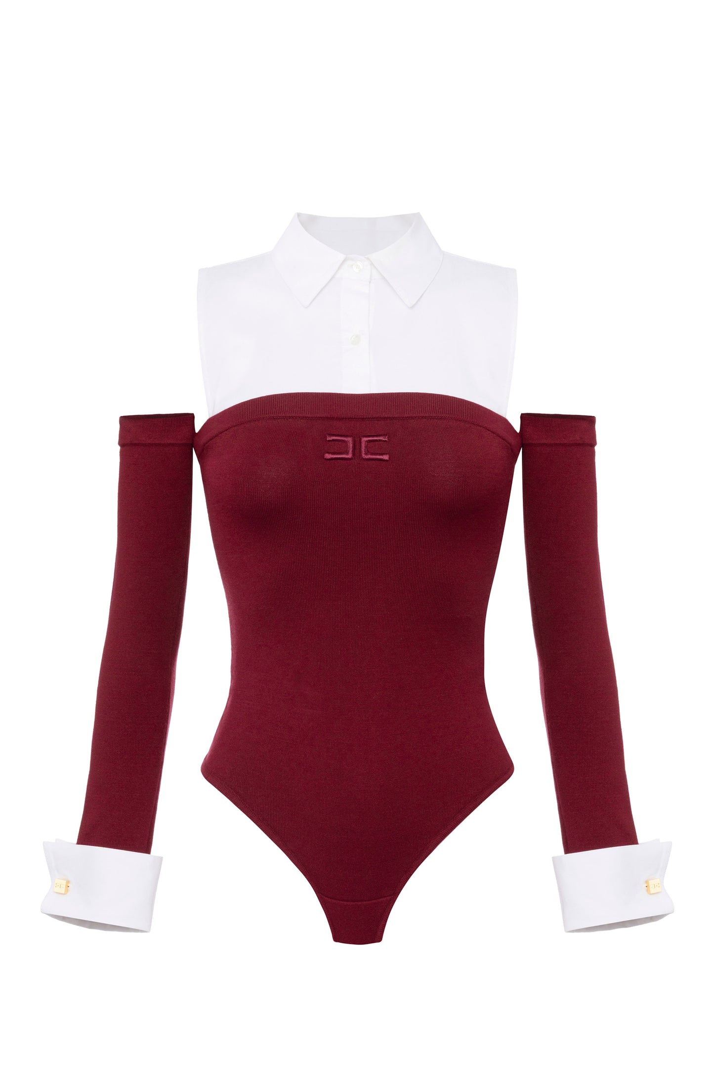Viscose and cotton poplin knit bodysuit