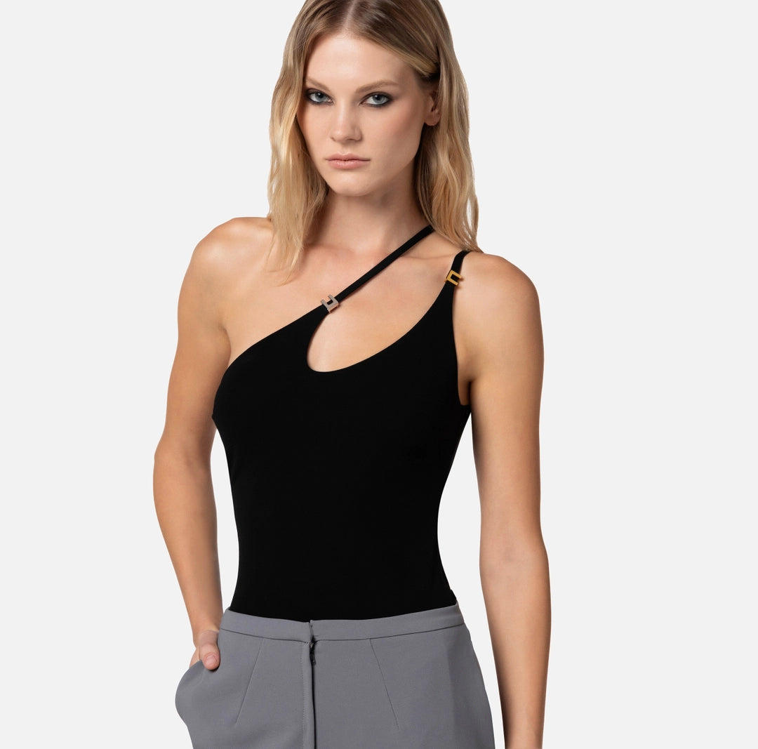 Bodysuit in jersey fabric with asymmetric neckline