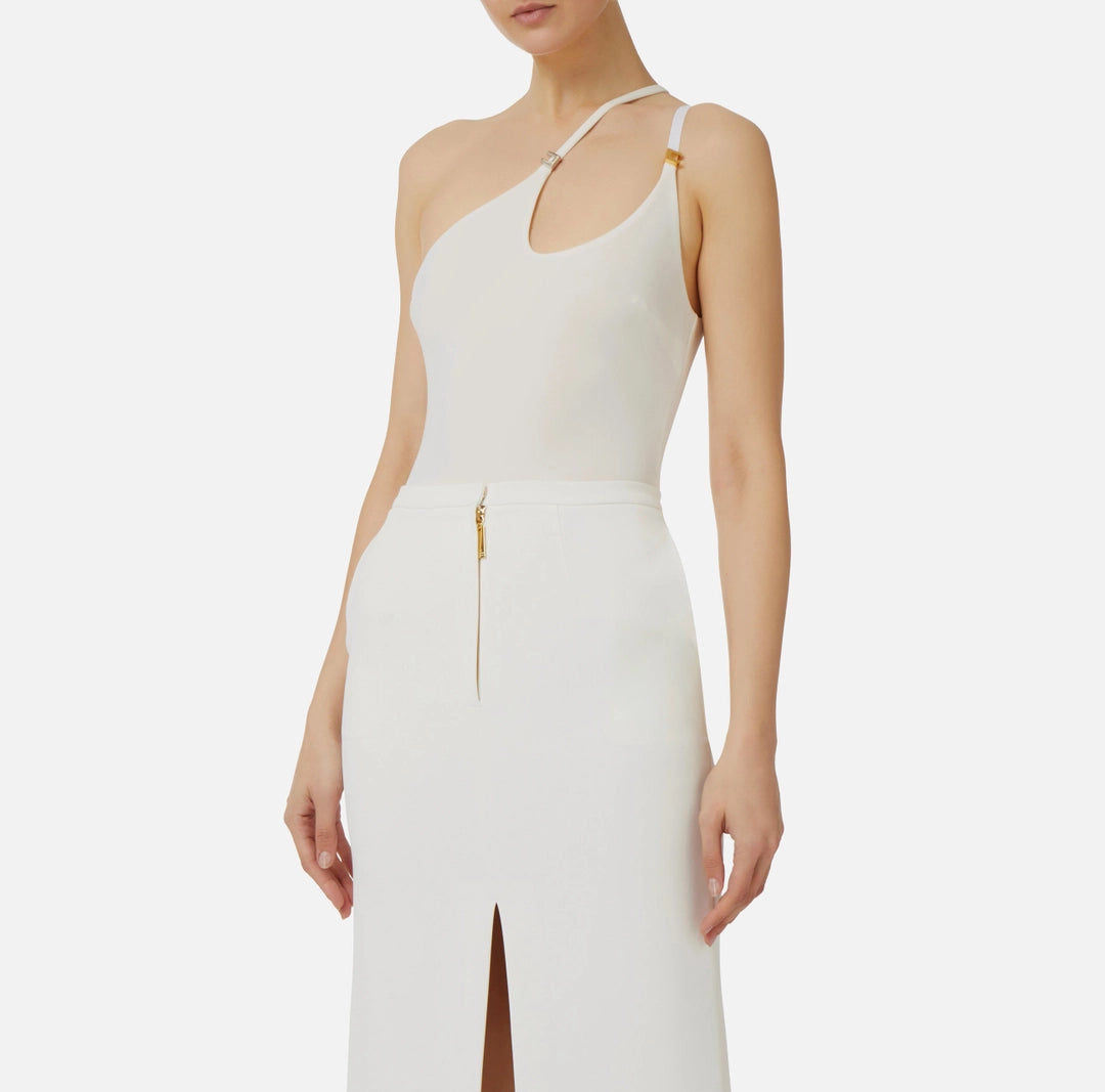 Bodysuit in jersey fabric with asymmetric neckline