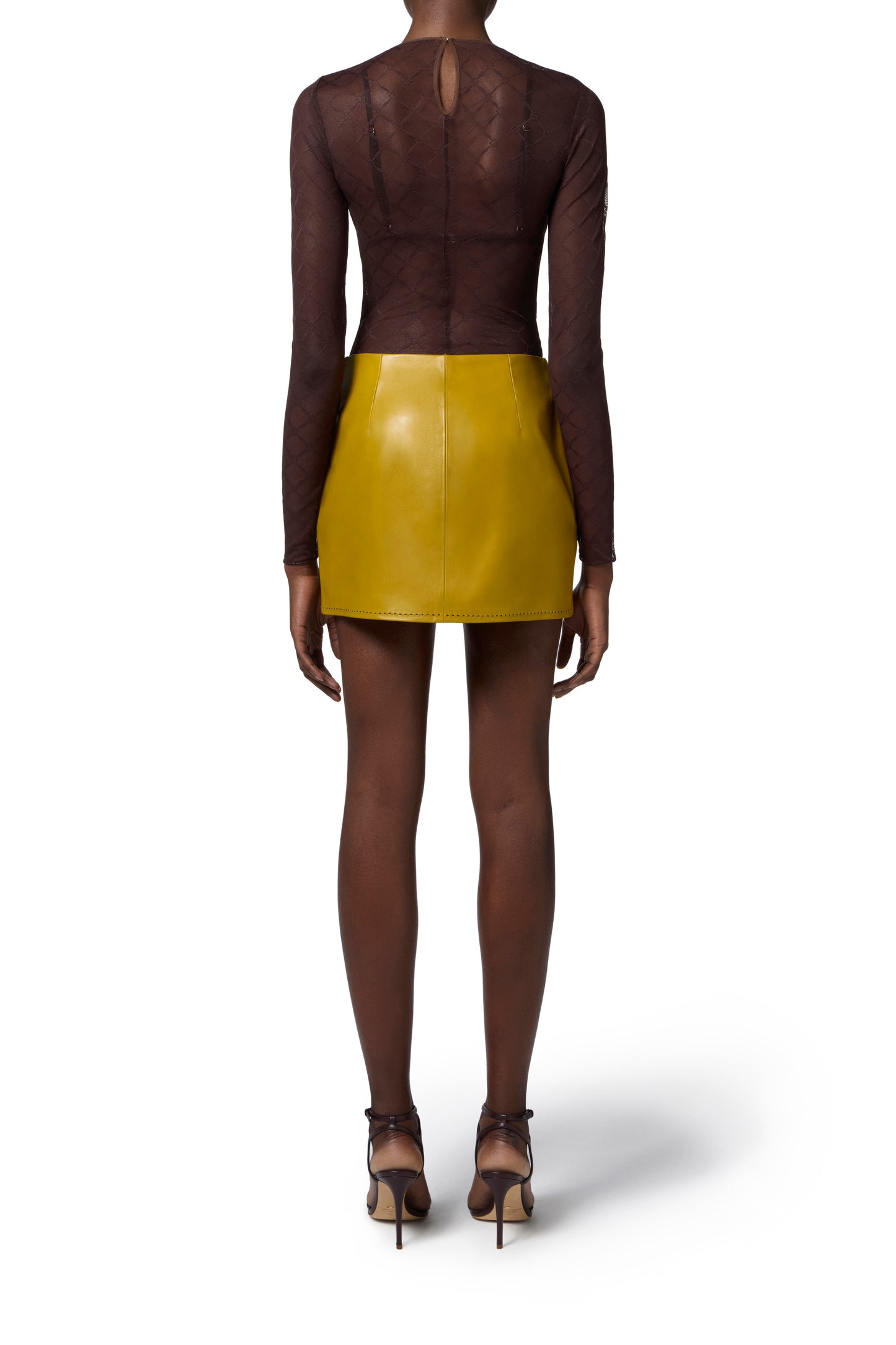 Bodysuit in jacquard tulle fabric with diamonds