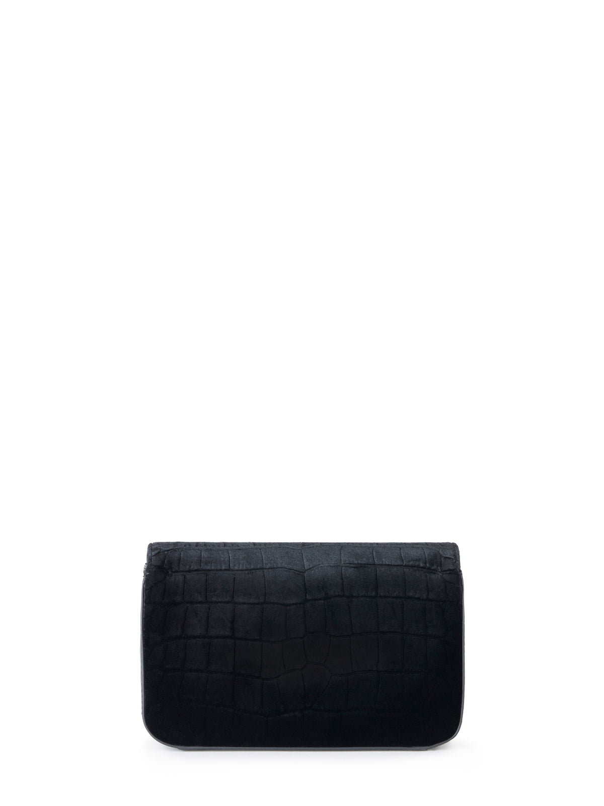 Velvet shoulder bag with crocodile print
