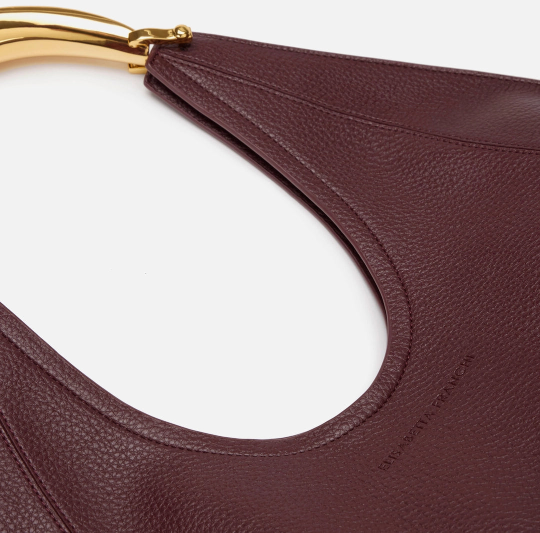 Synthetic material large hobo bag with logo stitchings