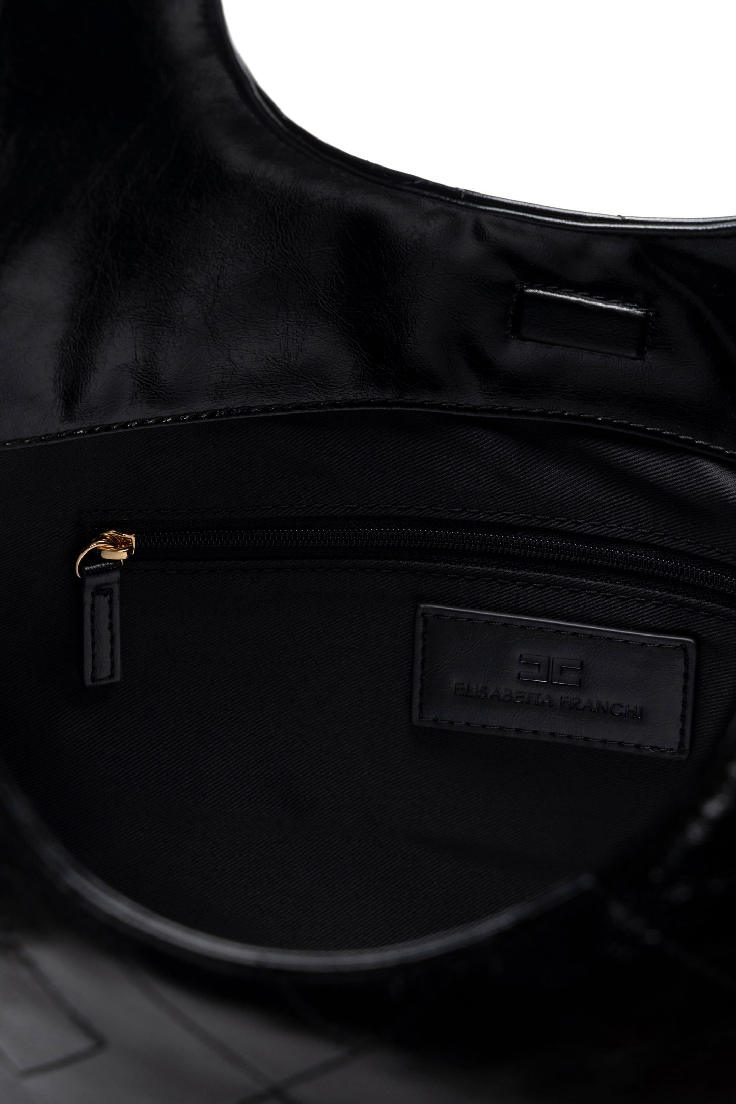 Synthetic material hobo bag with logo stitchings