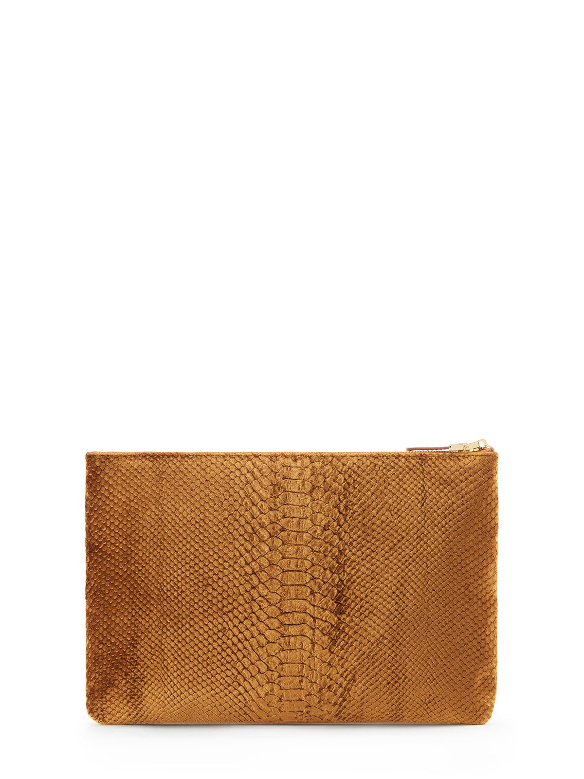 Velvet clutch bag with crocodile print