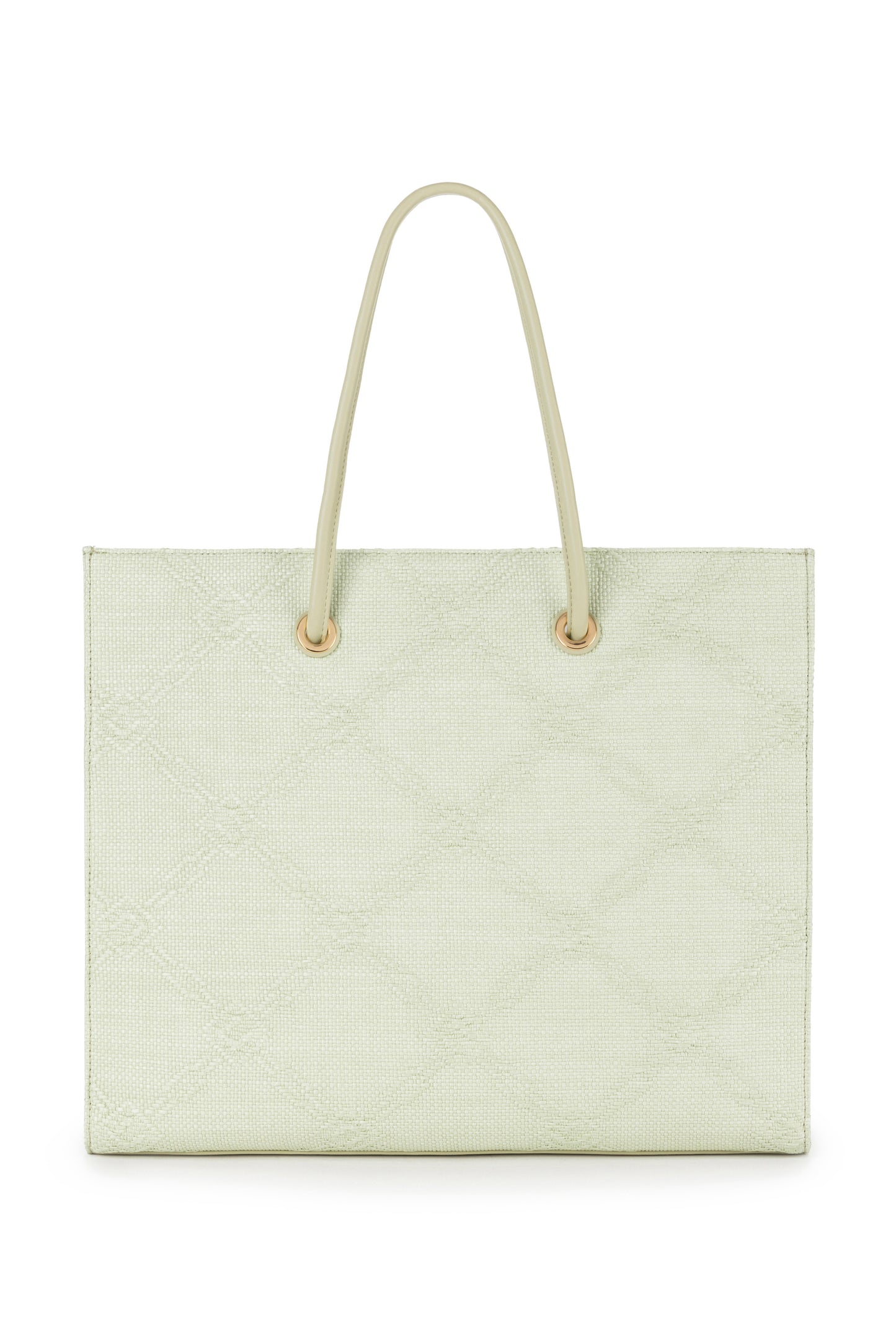 Large tote bag in jacquard raffia