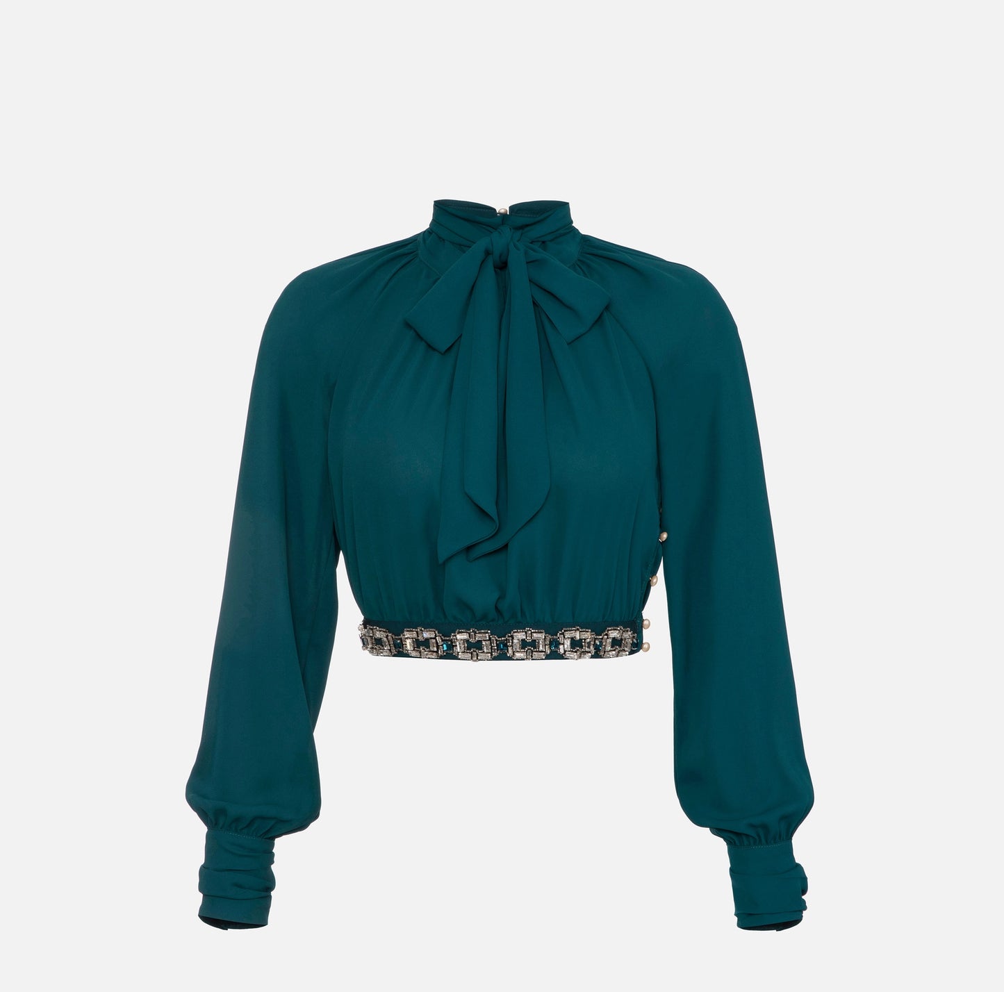 Blouse in viscose fabric with rhinestones