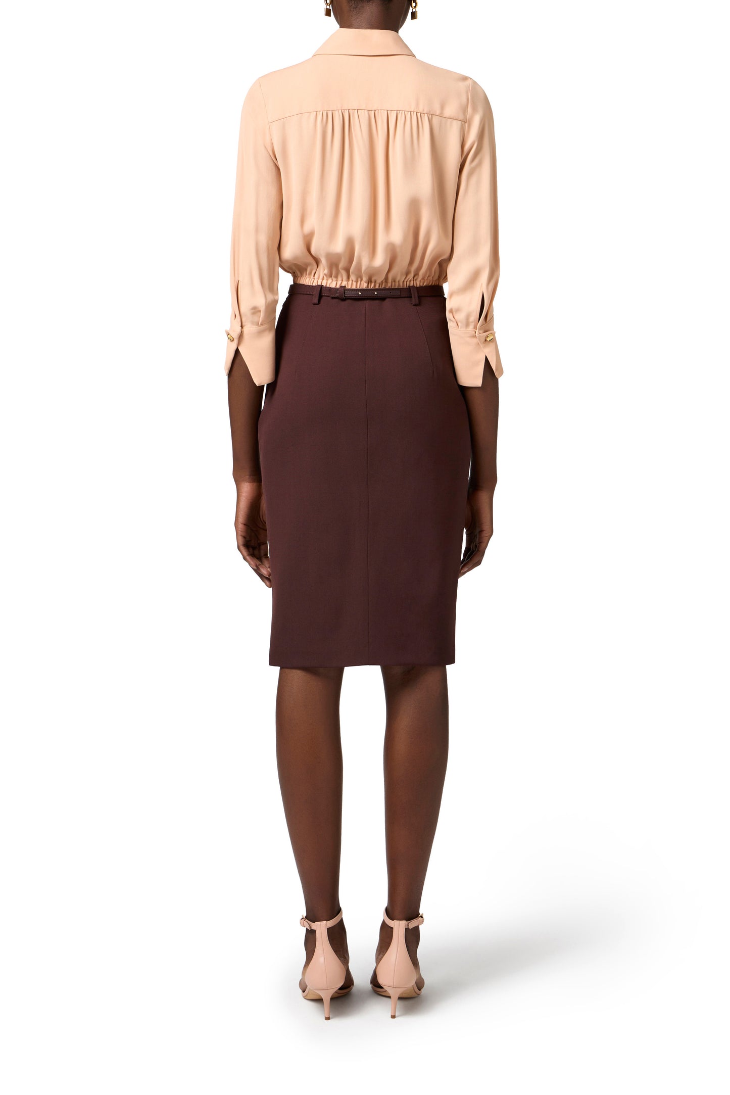 Cropped blouse in georgette fabric elastic