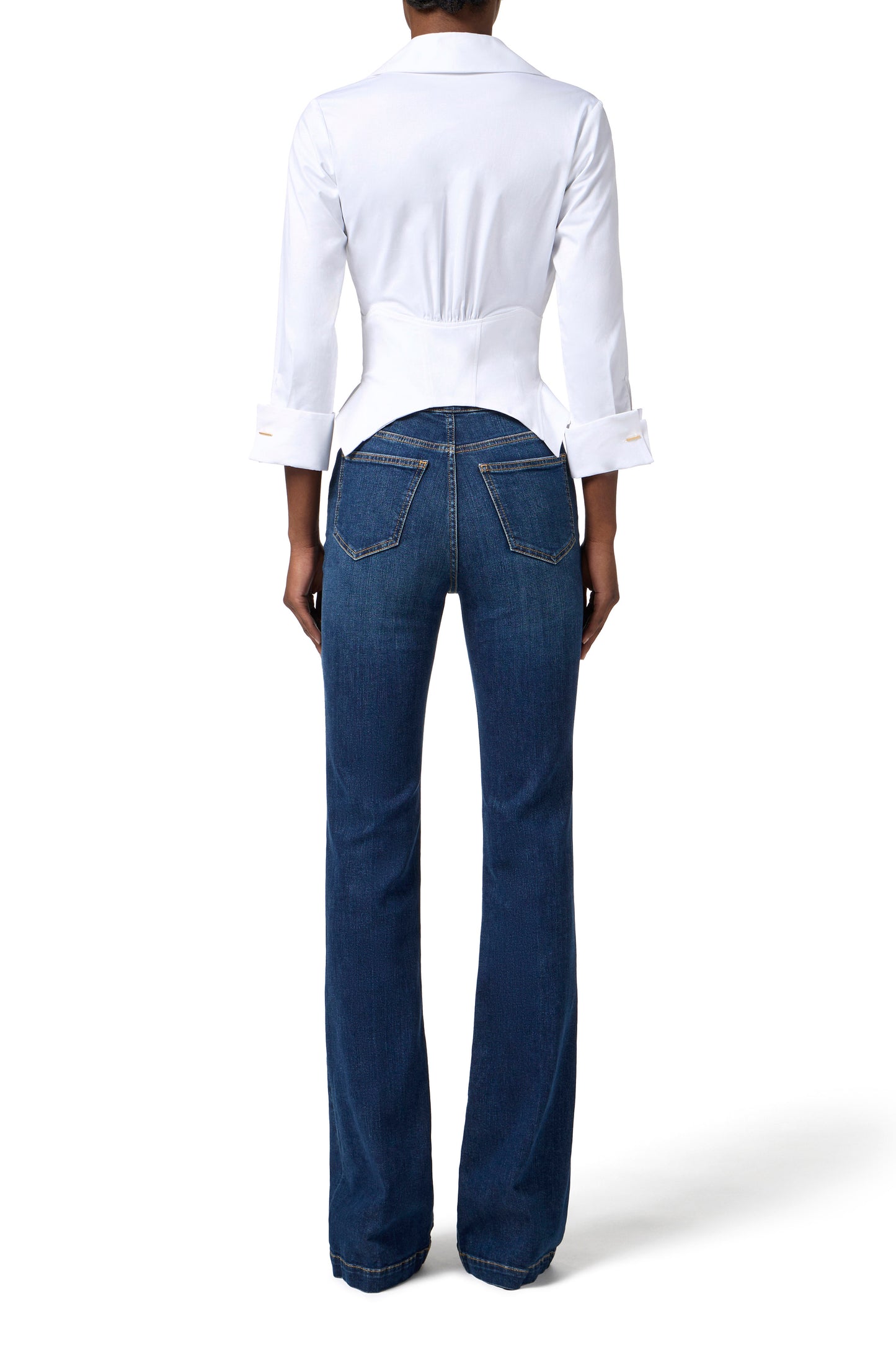 Stretch cotton shirt with jewel claps
