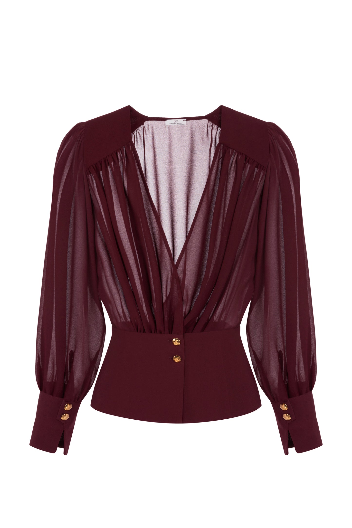 Blouse in georgette fabric with peplum