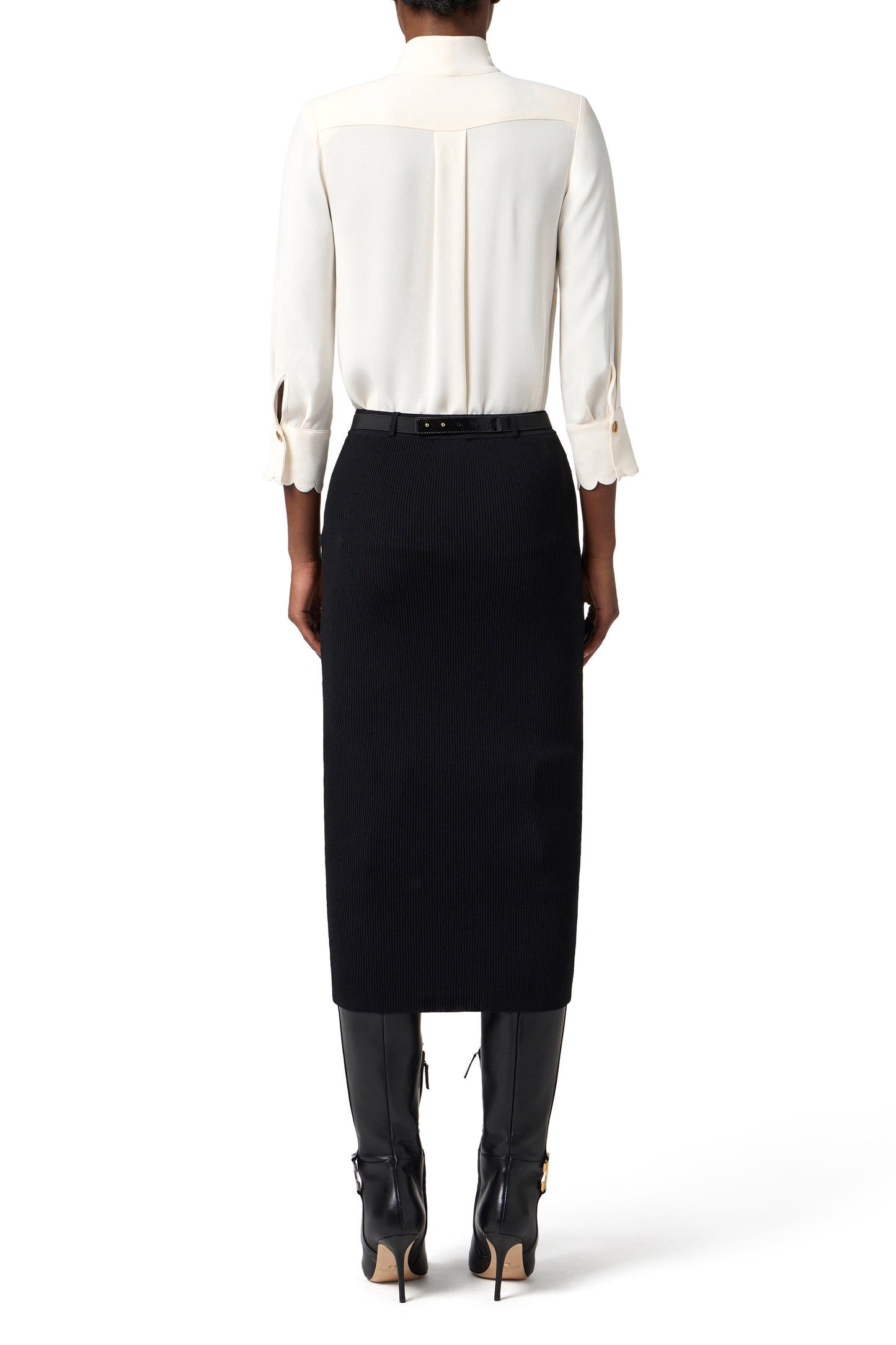 Blouse in georgette fabric with sash belt