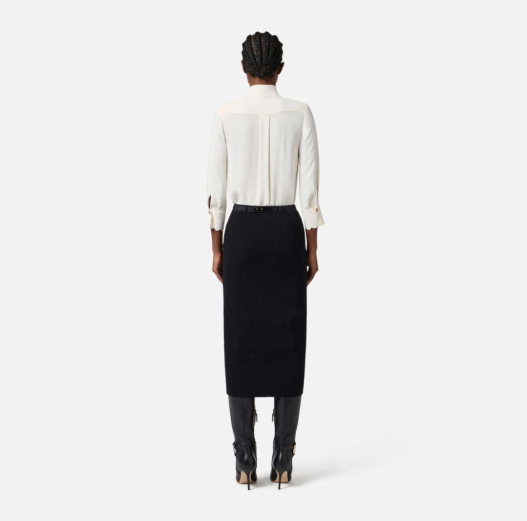 Blouse in georgette fabric with sash belt