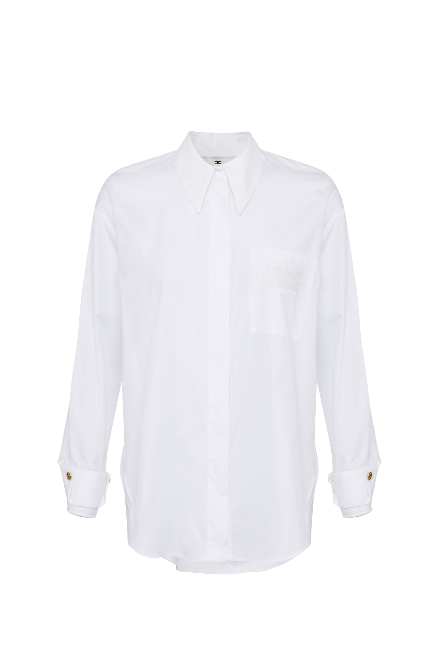 Poplin shirt with embroidered breast pocket