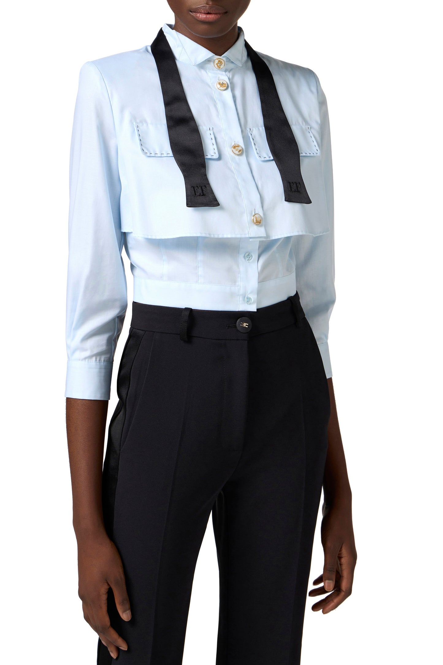 Poplin shirt with bow tie