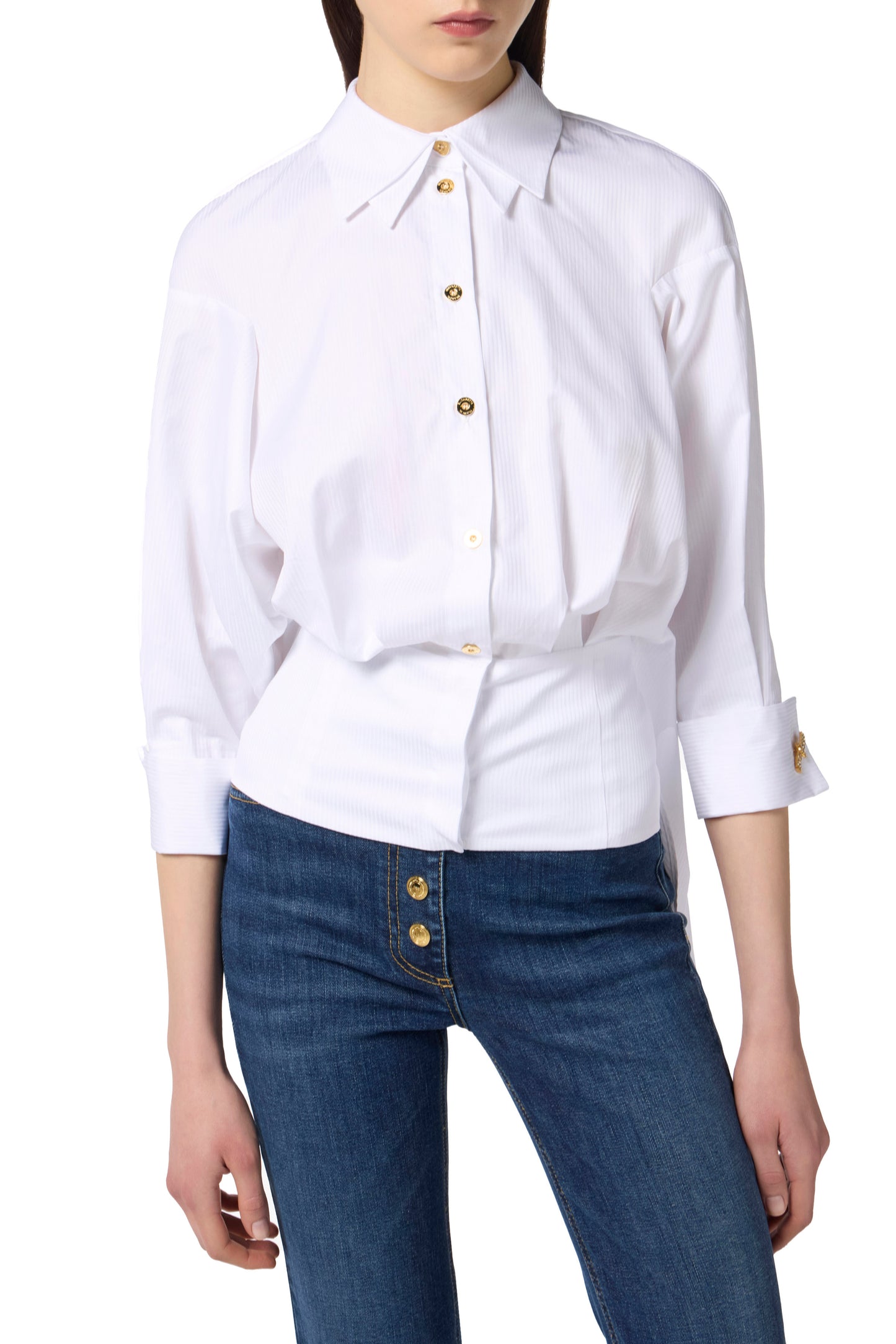 Cotton jacquard poplin shirt
