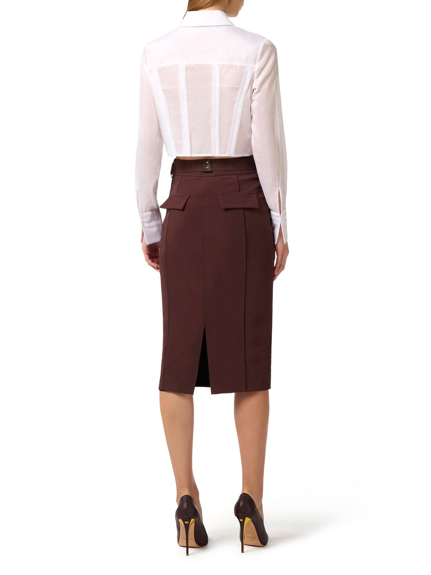 Cotton shirt with flaps and embroideries