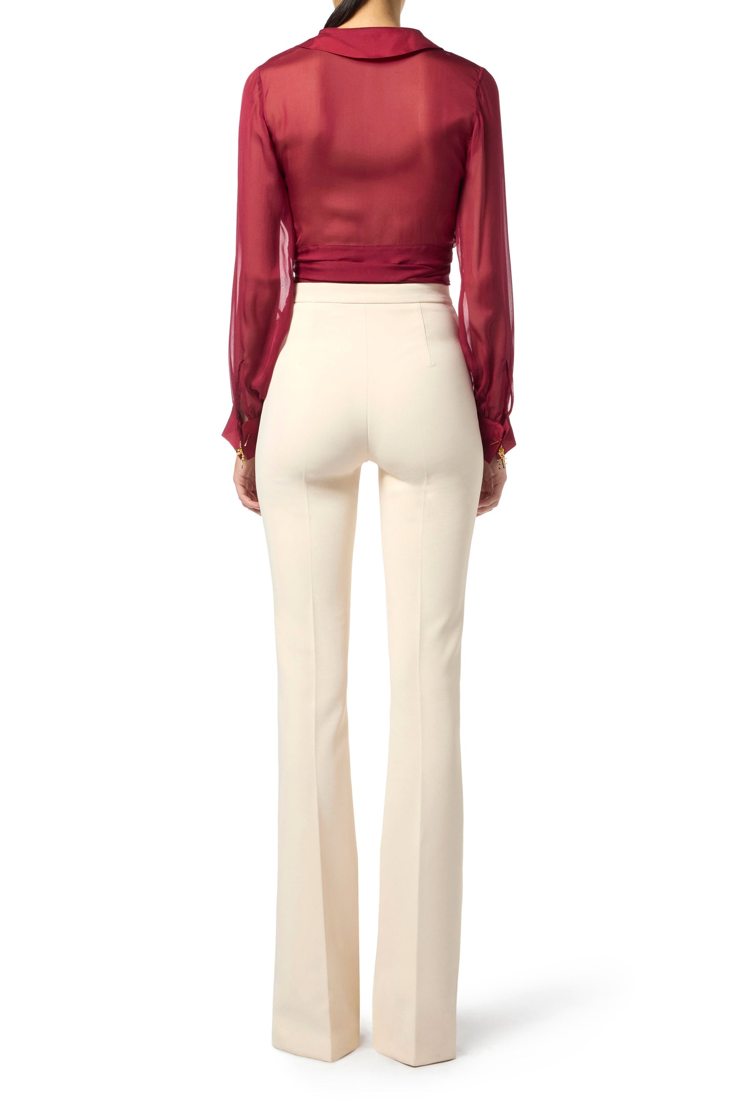 Blouse in voile fabric with sash