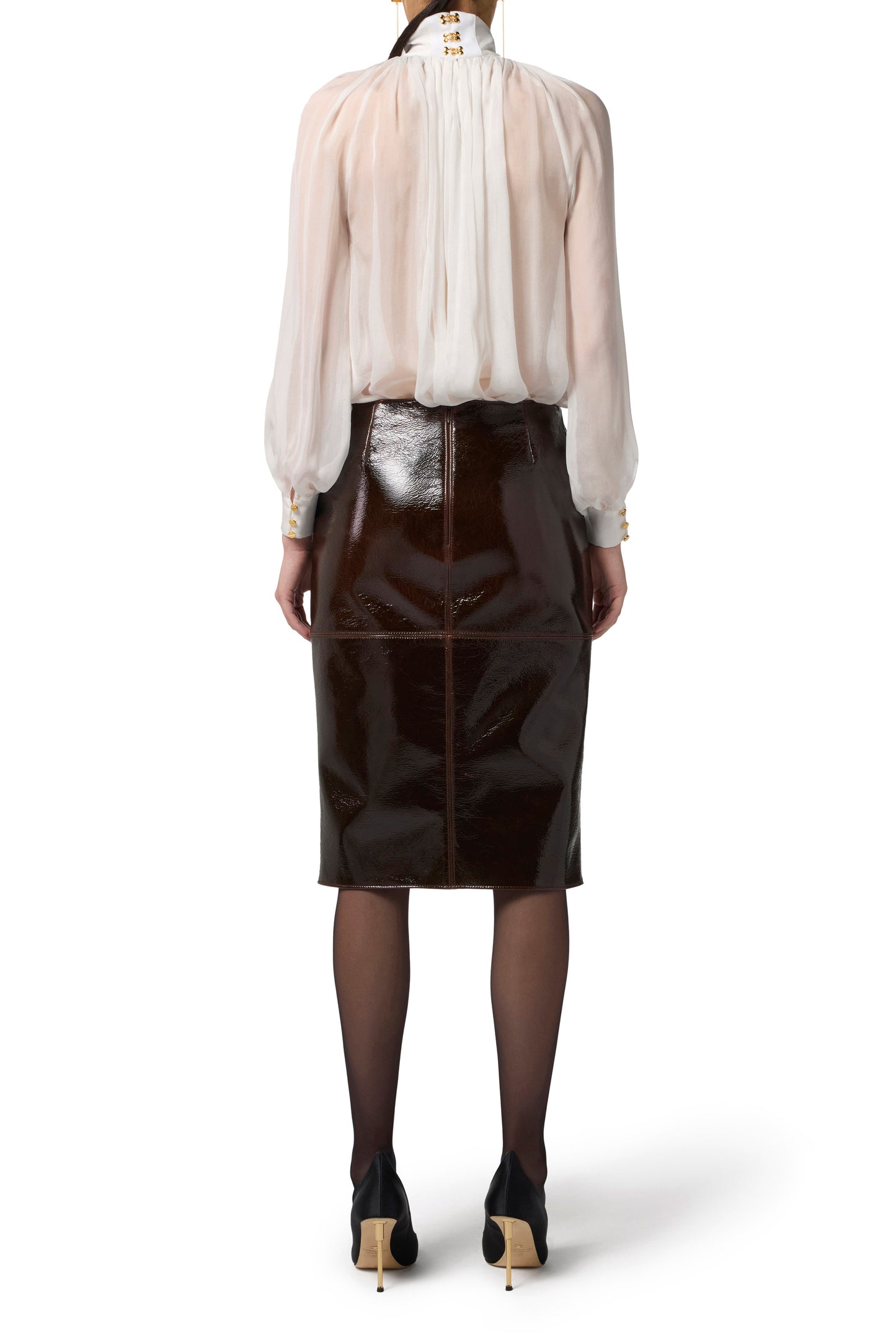 Blouse in voile fabric with jewel clasps