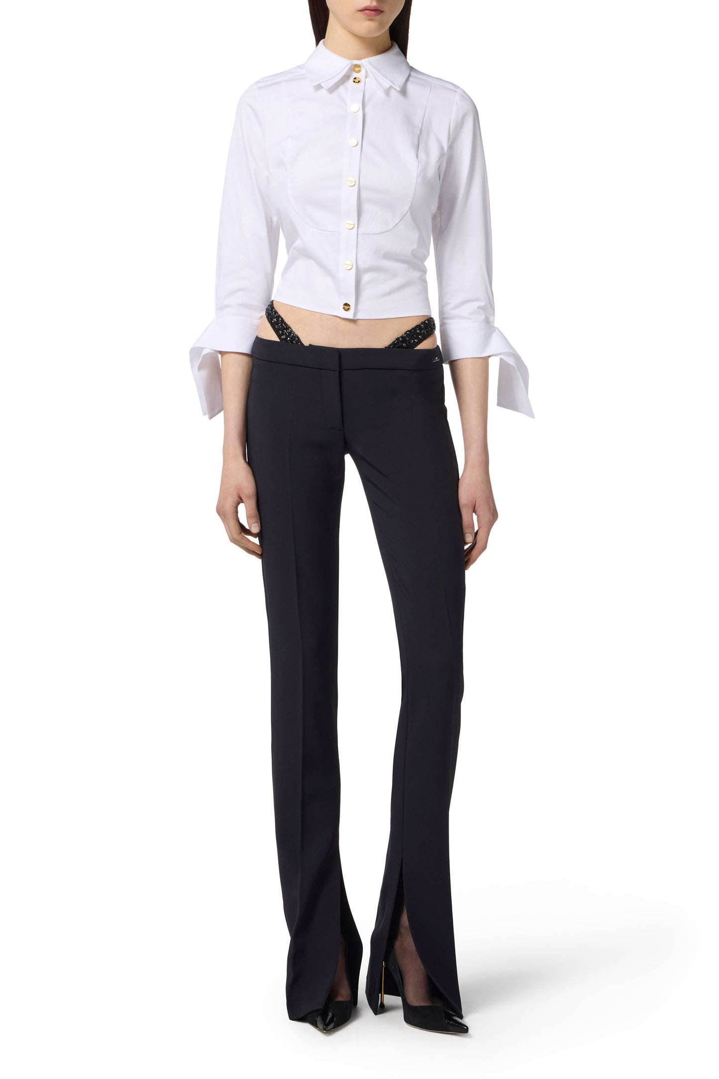Cotton poplin shirt with bow tie
