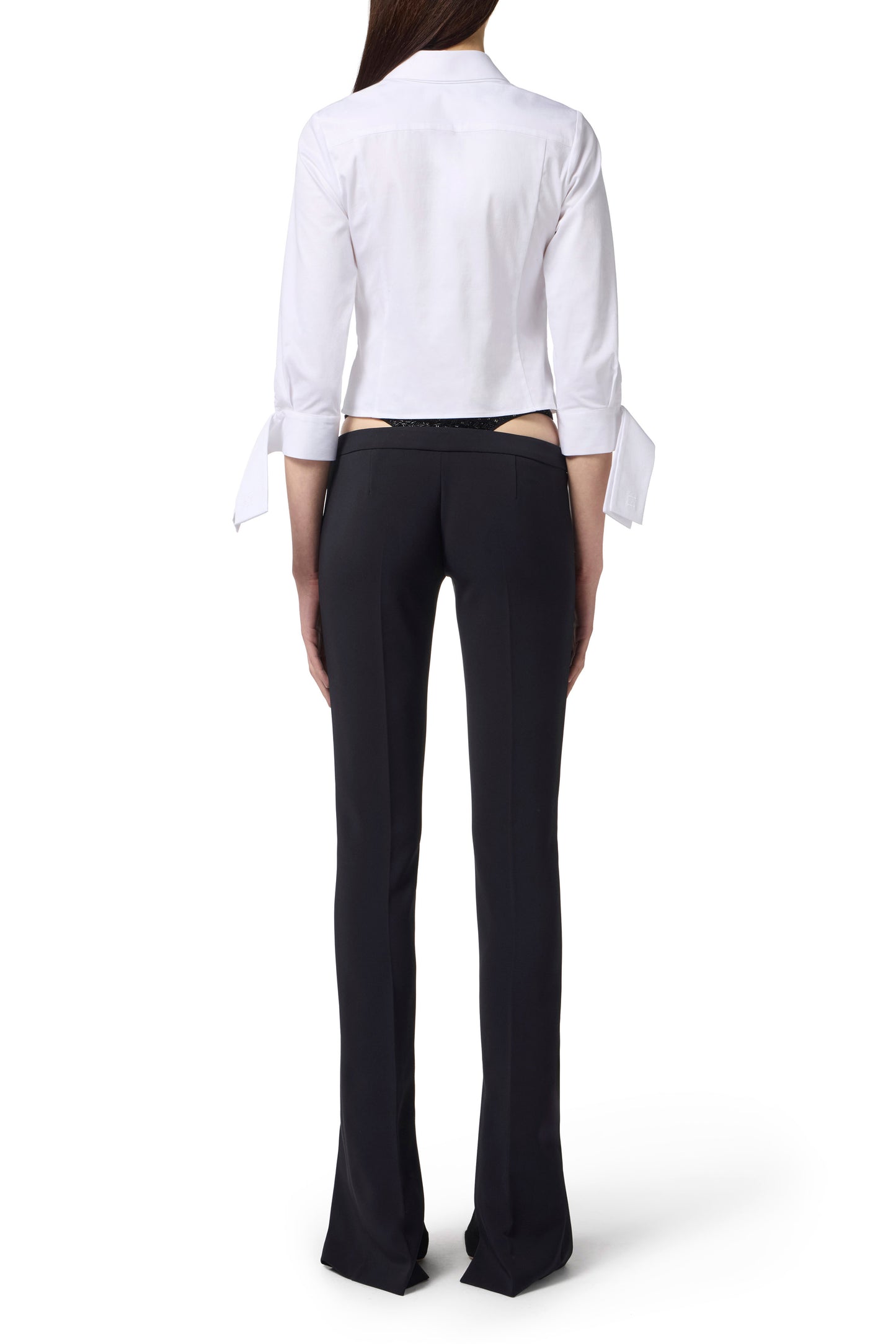 Cotton poplin shirt with bow tie