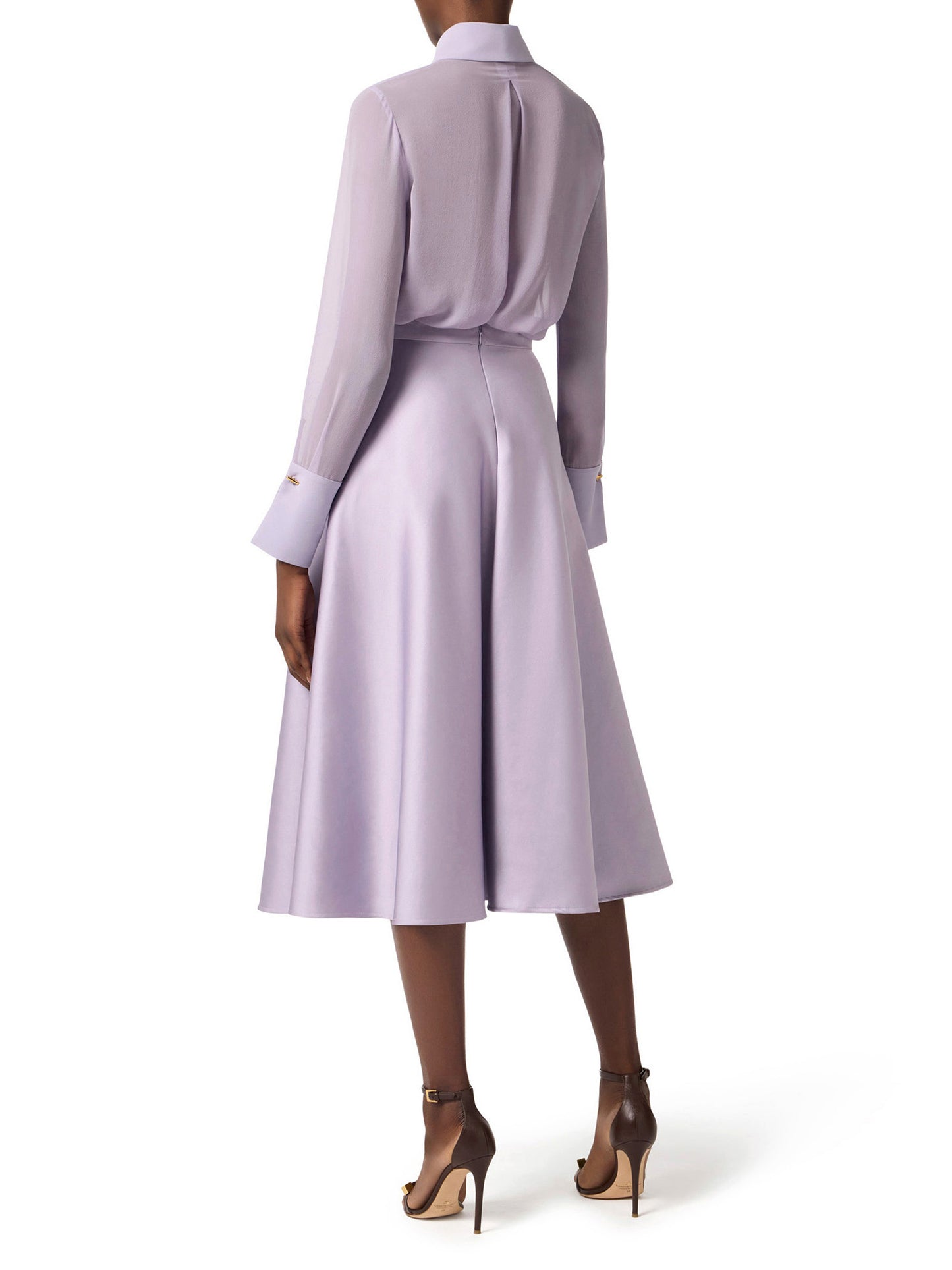 Blouse in georgette and crêpe fabrics with sash belt