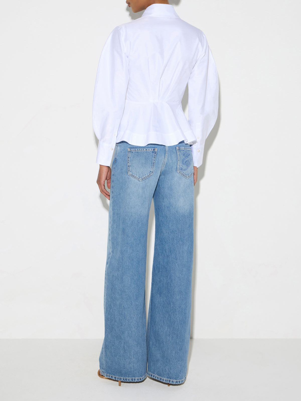 Cotton poplin shirt with flounce