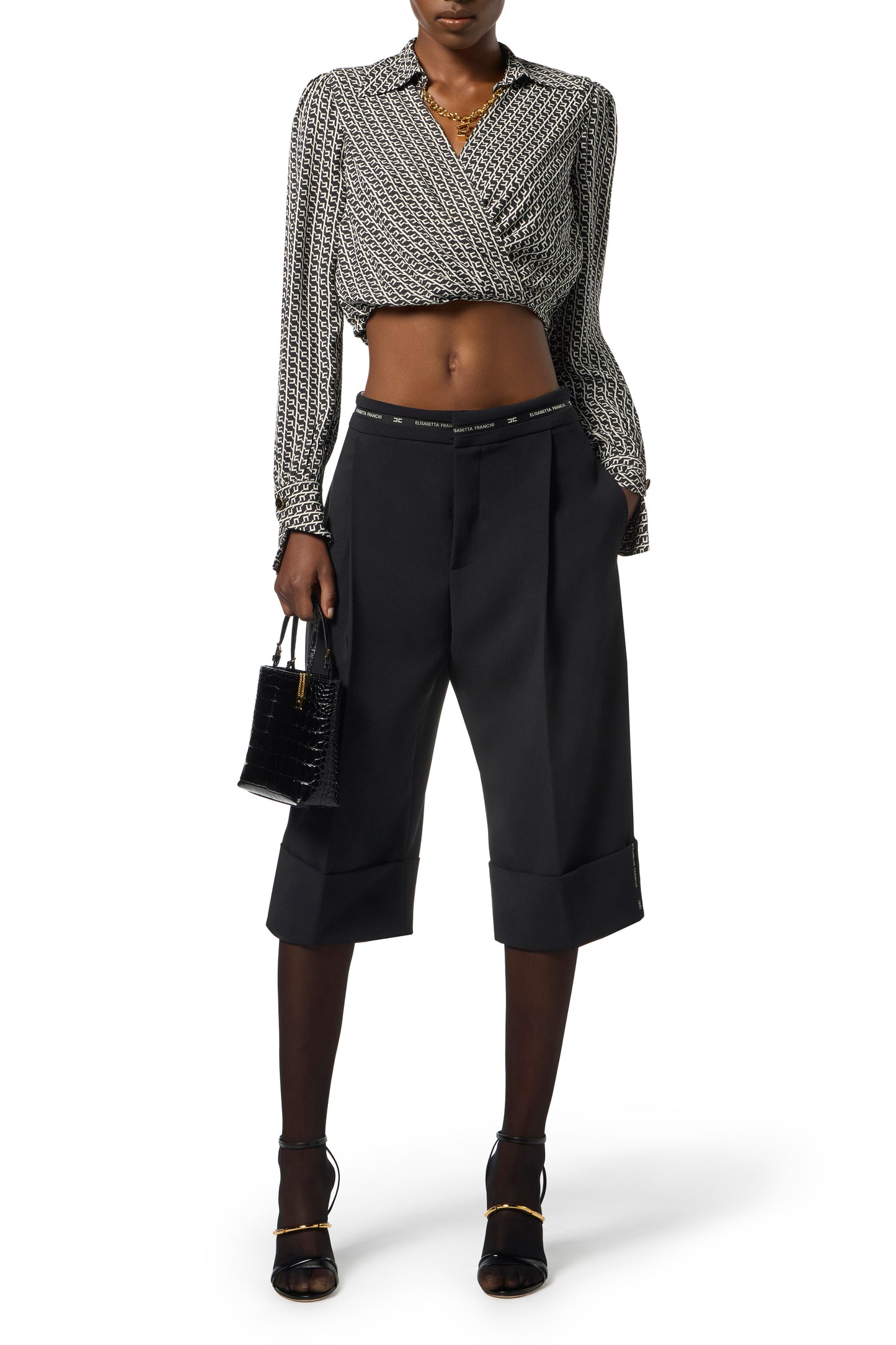 Georgette shirt with geometric print