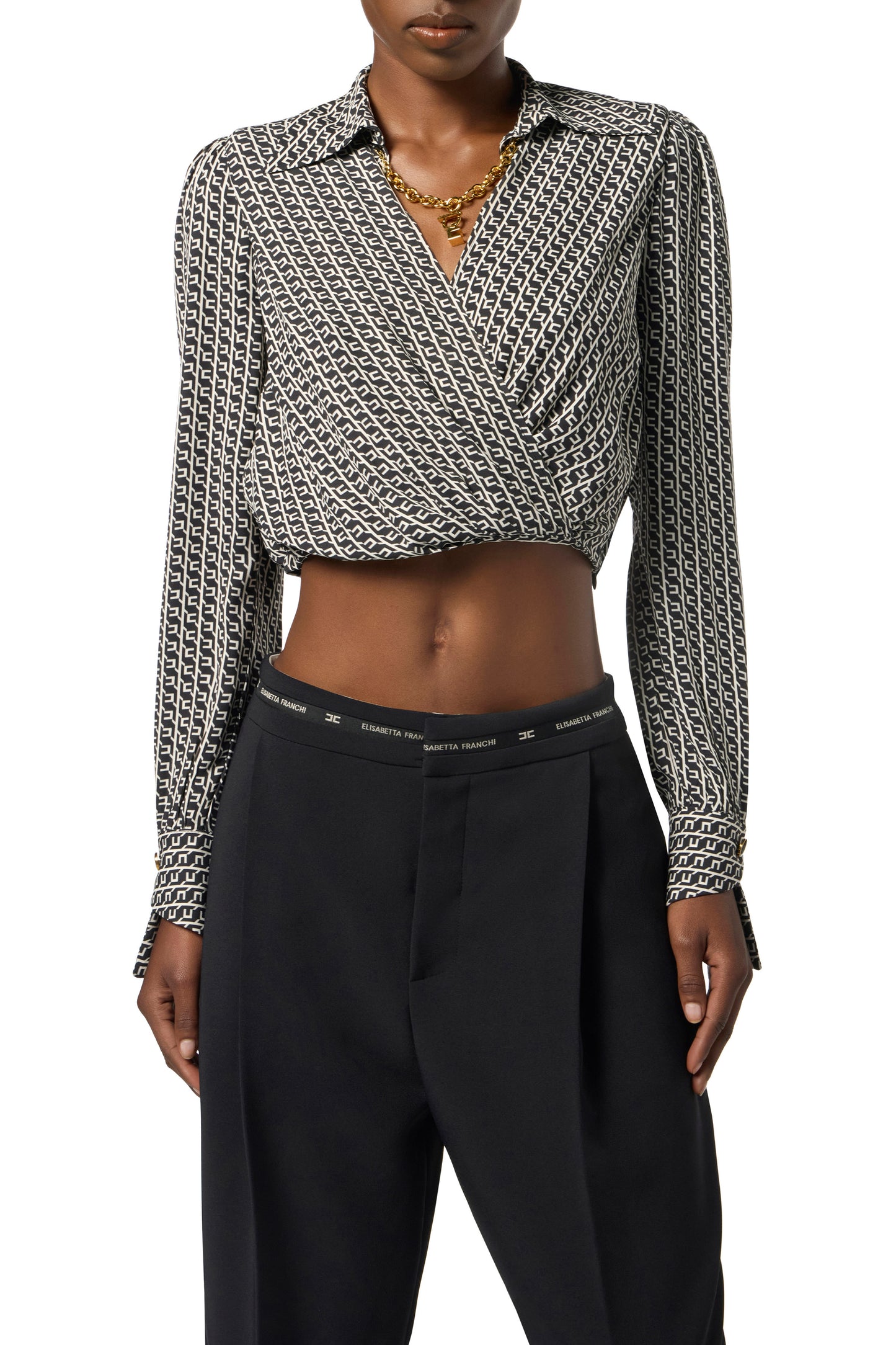 Georgette shirt with geometric print
