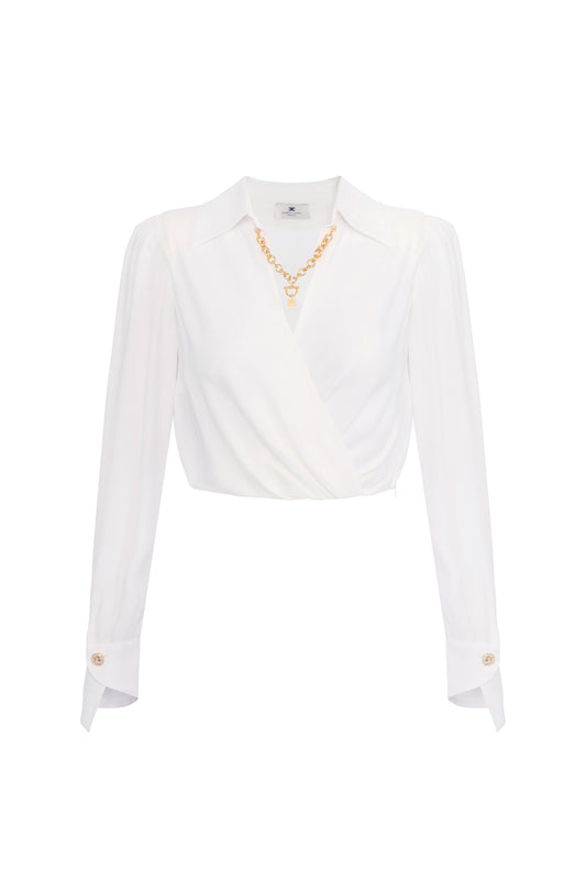 Blouse in georgette fabric with jewel detail