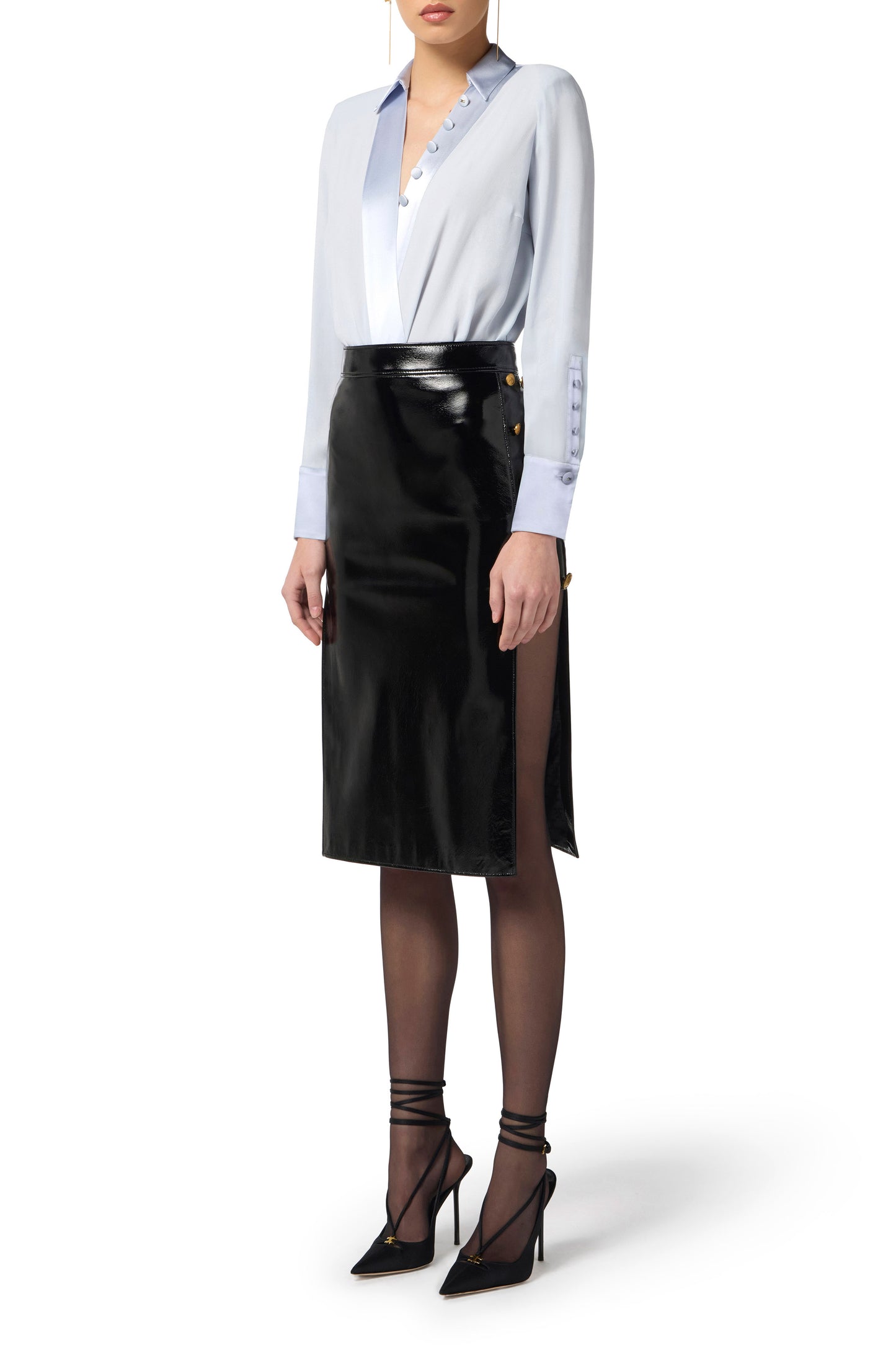 Jumpsuit in satin and viscose georgette fabrics