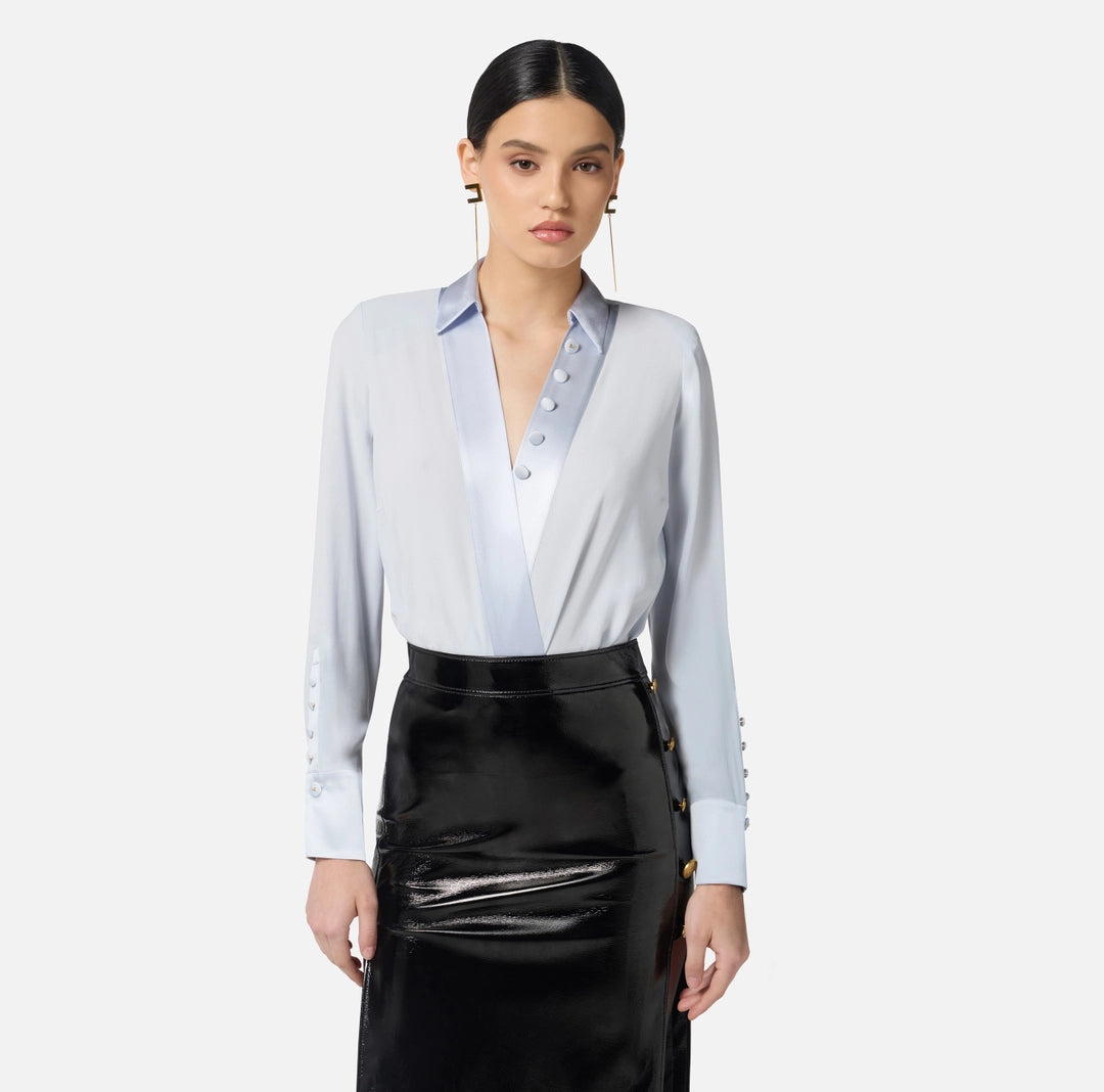 Jumpsuit in satin and viscose georgette fabrics